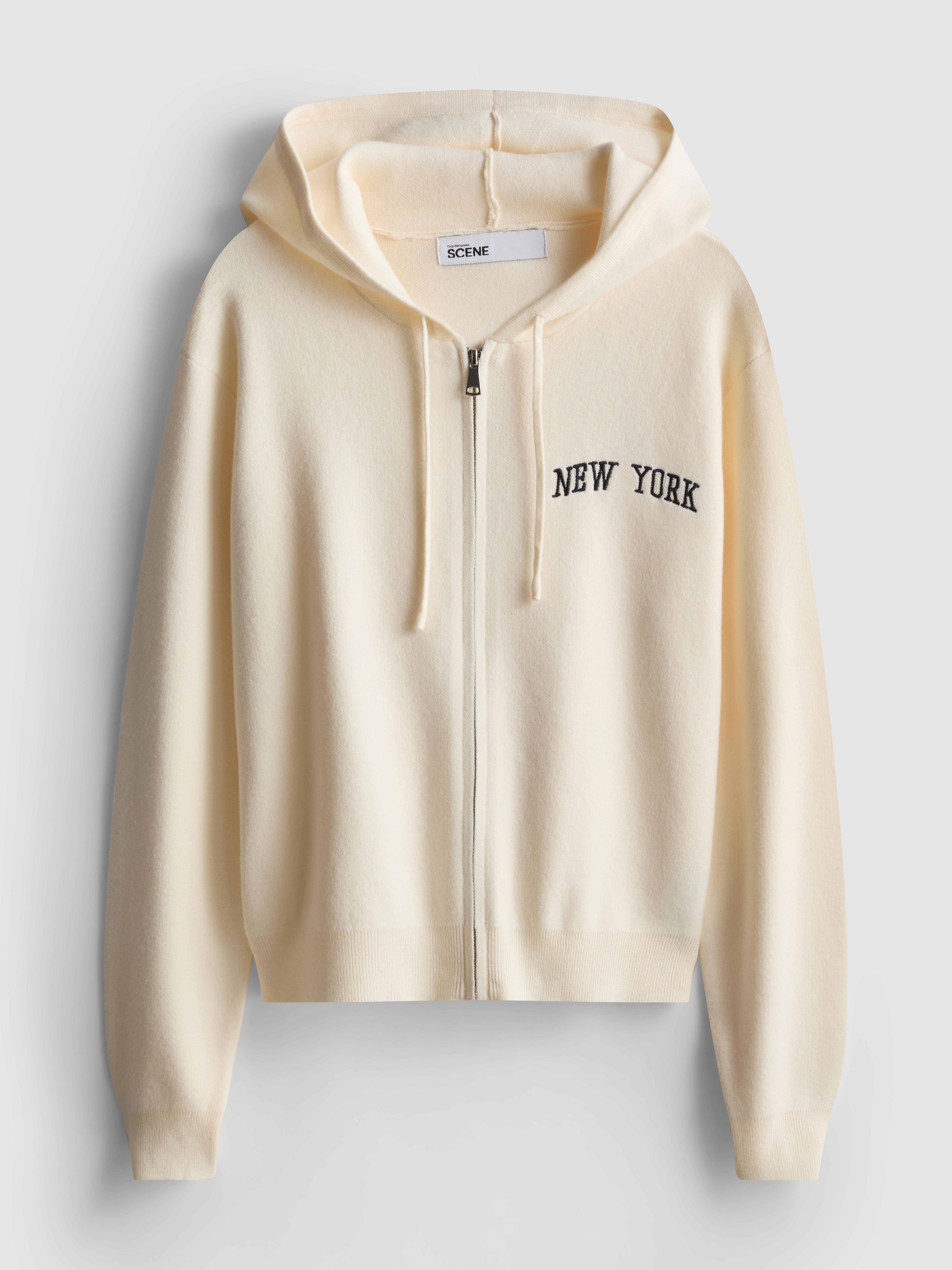 Women's Cream Knit Zip-Up Hoodie
