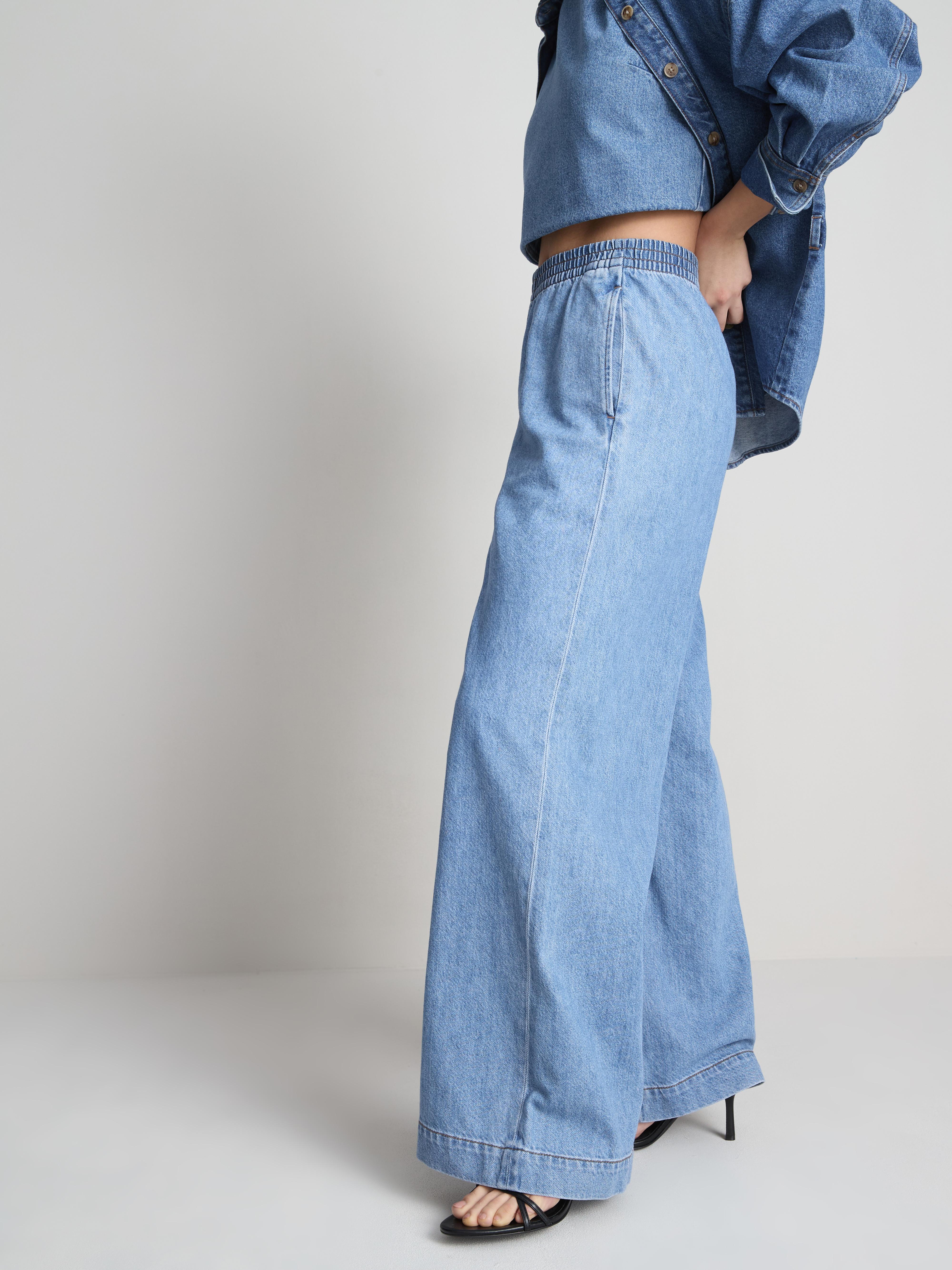 Jogginghose aus Baumwoll-Denim mit weitem Bein