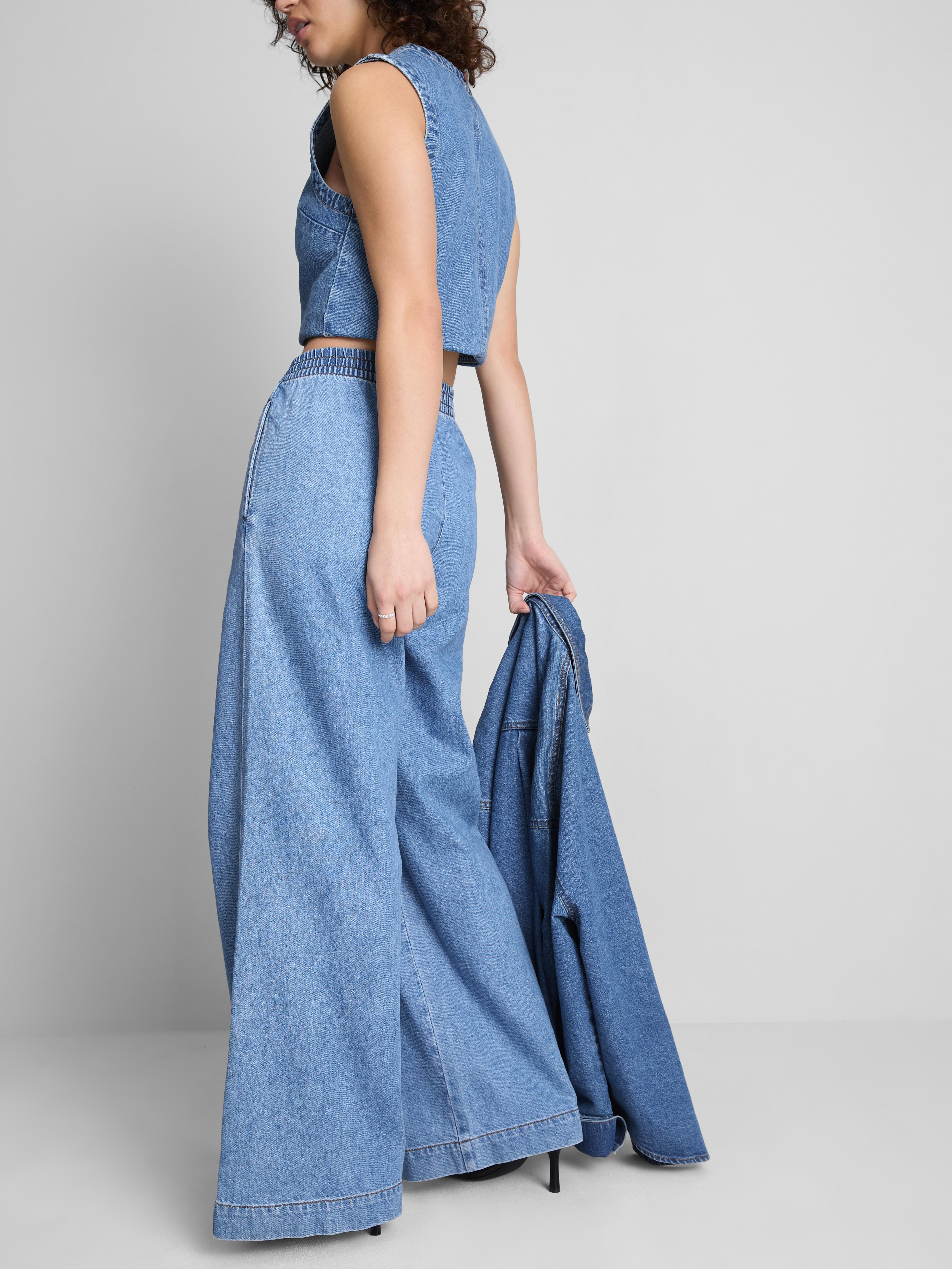 Jogginghose aus Baumwoll-Denim mit weitem Bein