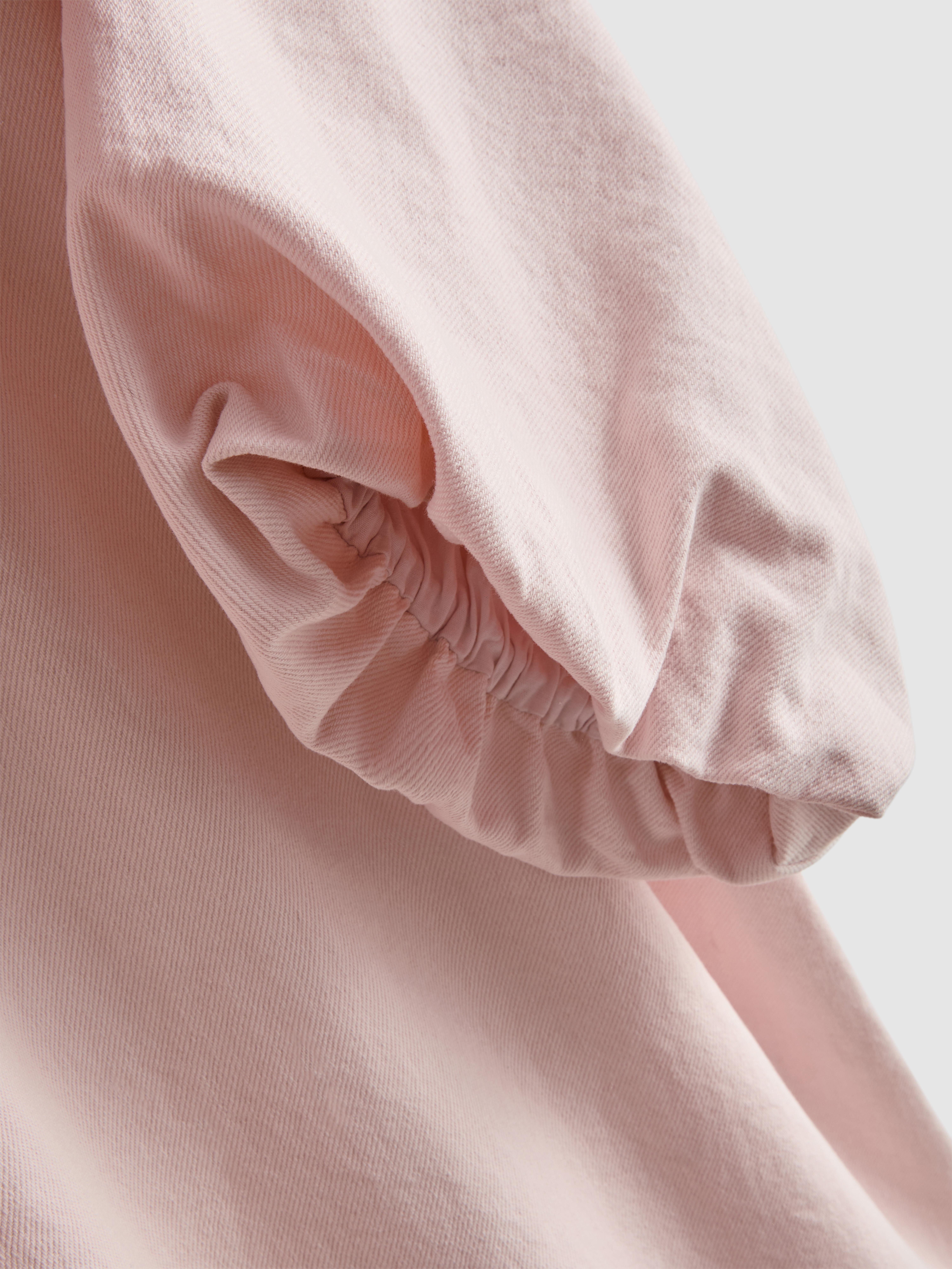 Cotton Denim Puff Sleeve Mini Dress