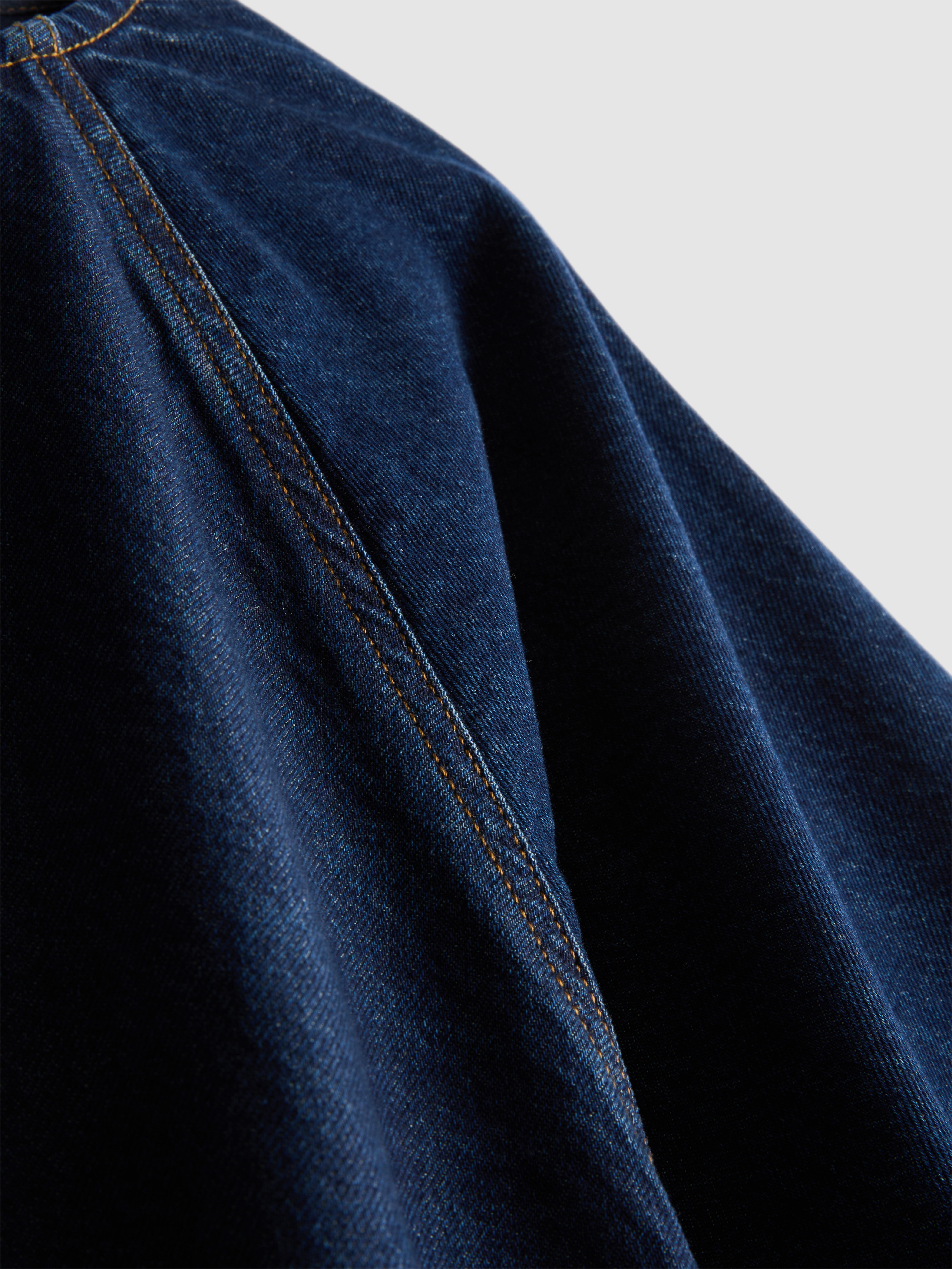 Rochie mini din denim din bumbac cu mâneci bufante