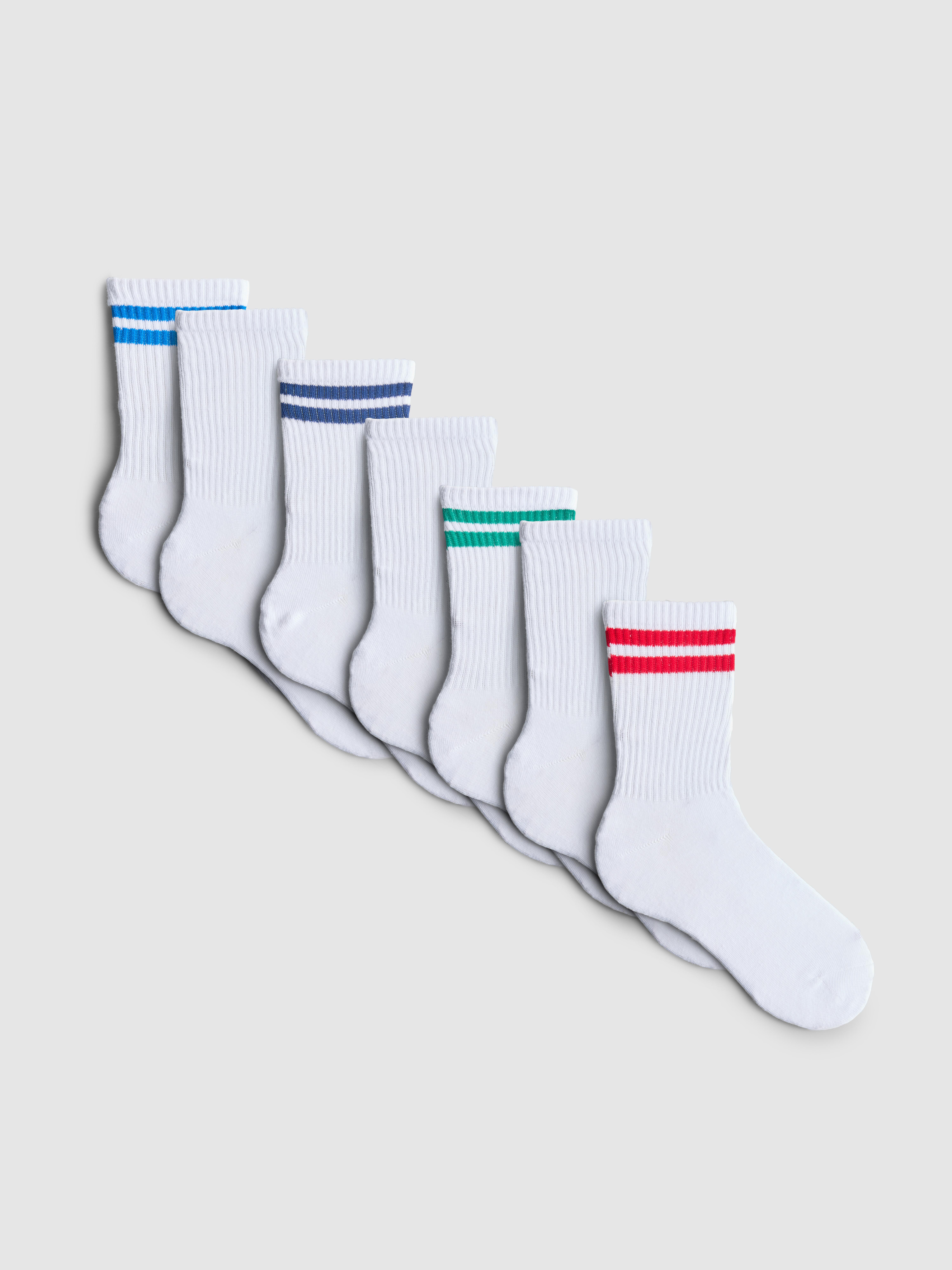 Boys White 7pk Ribbed Sports Socks