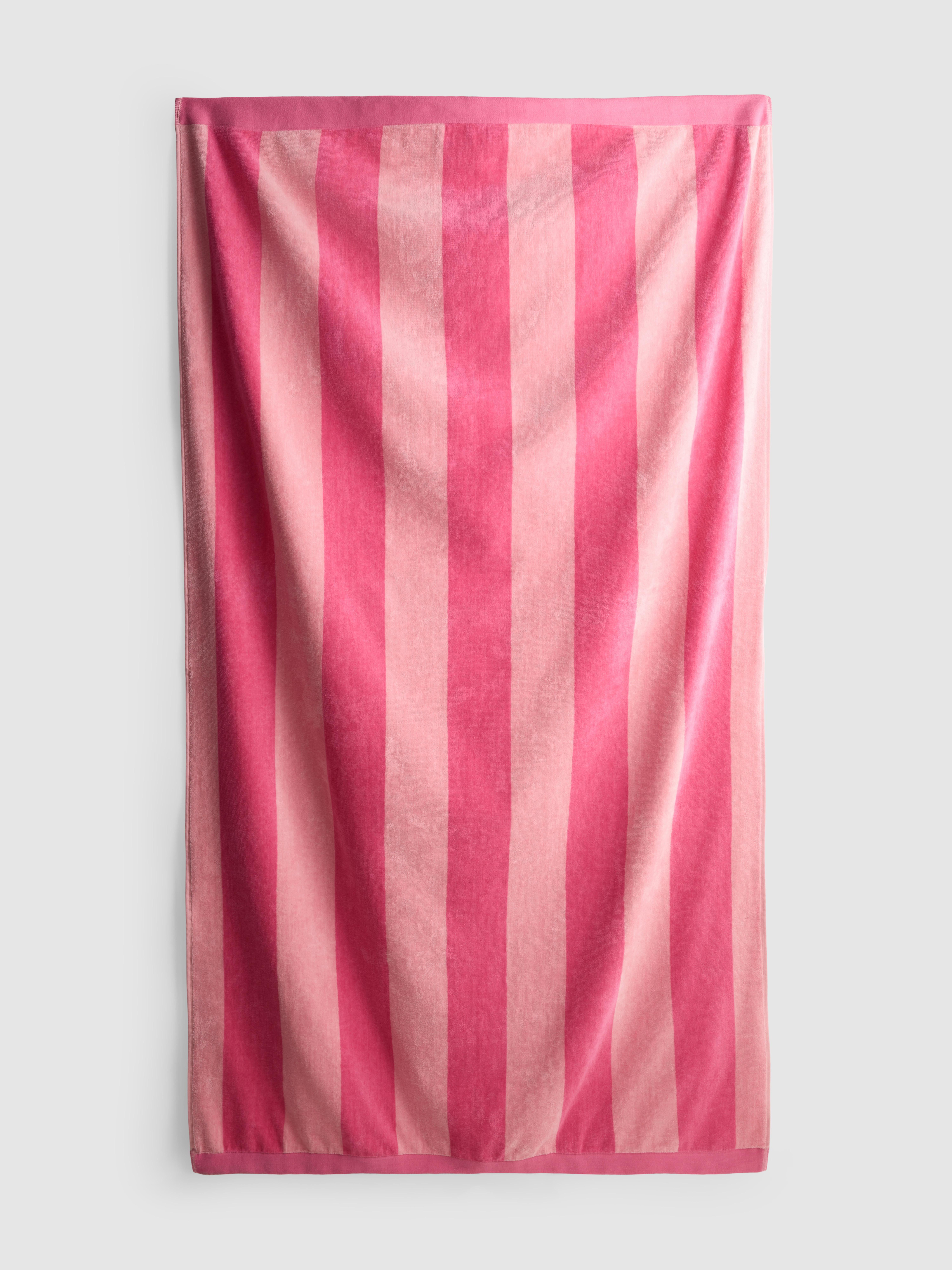 Serviette de plage à rayures Cabana Rose vif