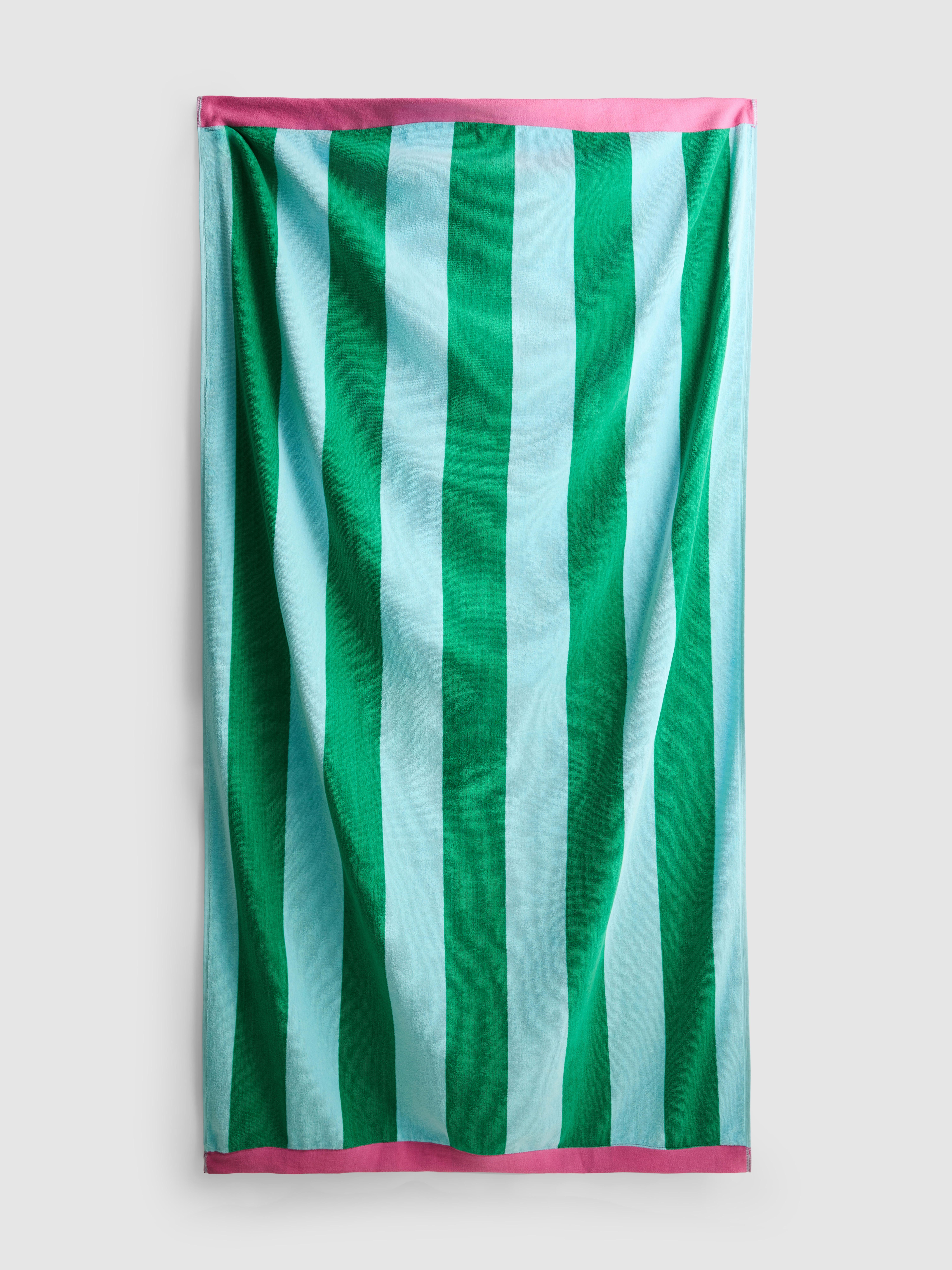 Serviette de plage à rayures Cabana Vert menthe