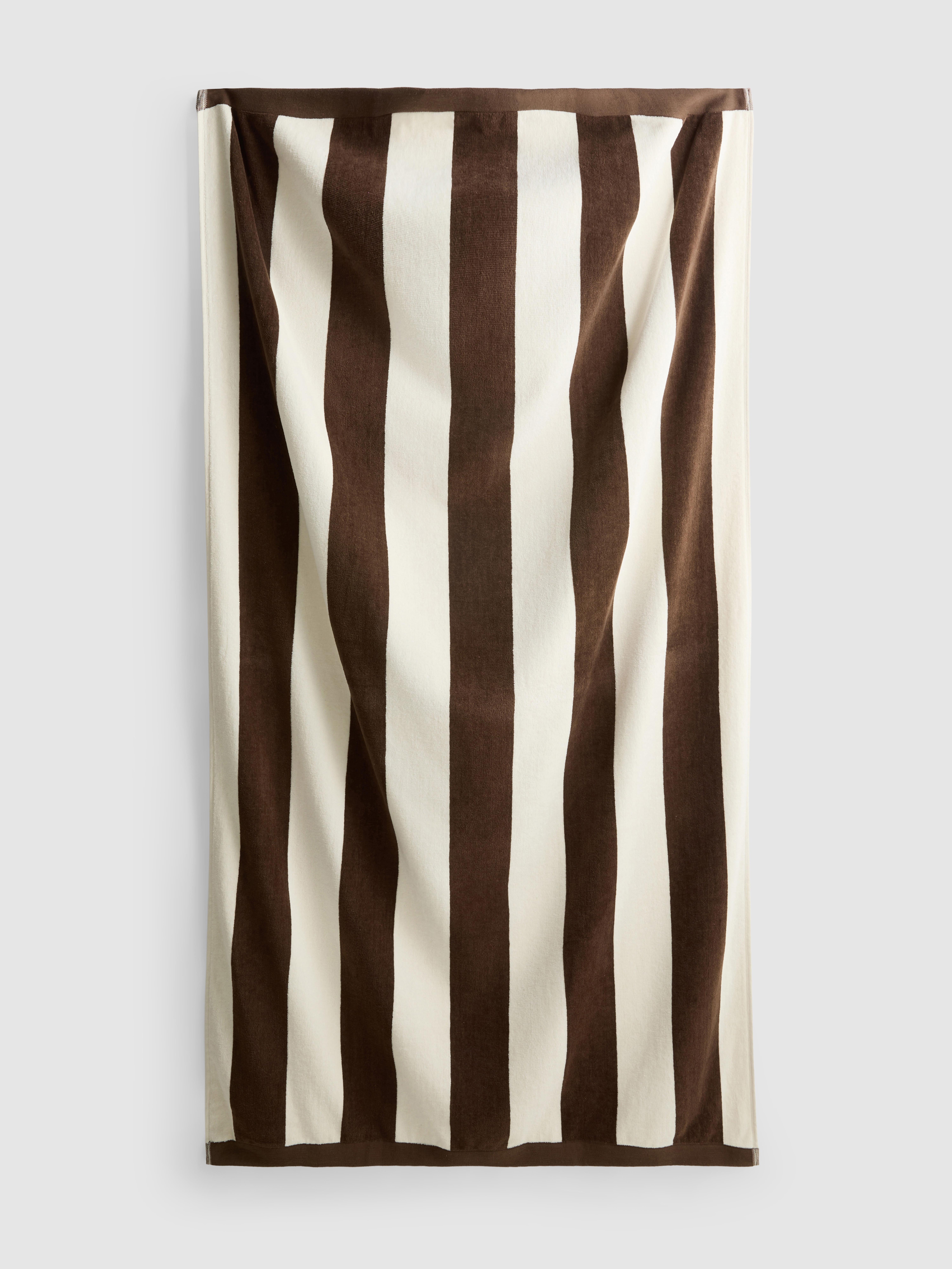 Serviette de plage à rayures Cabana Marron