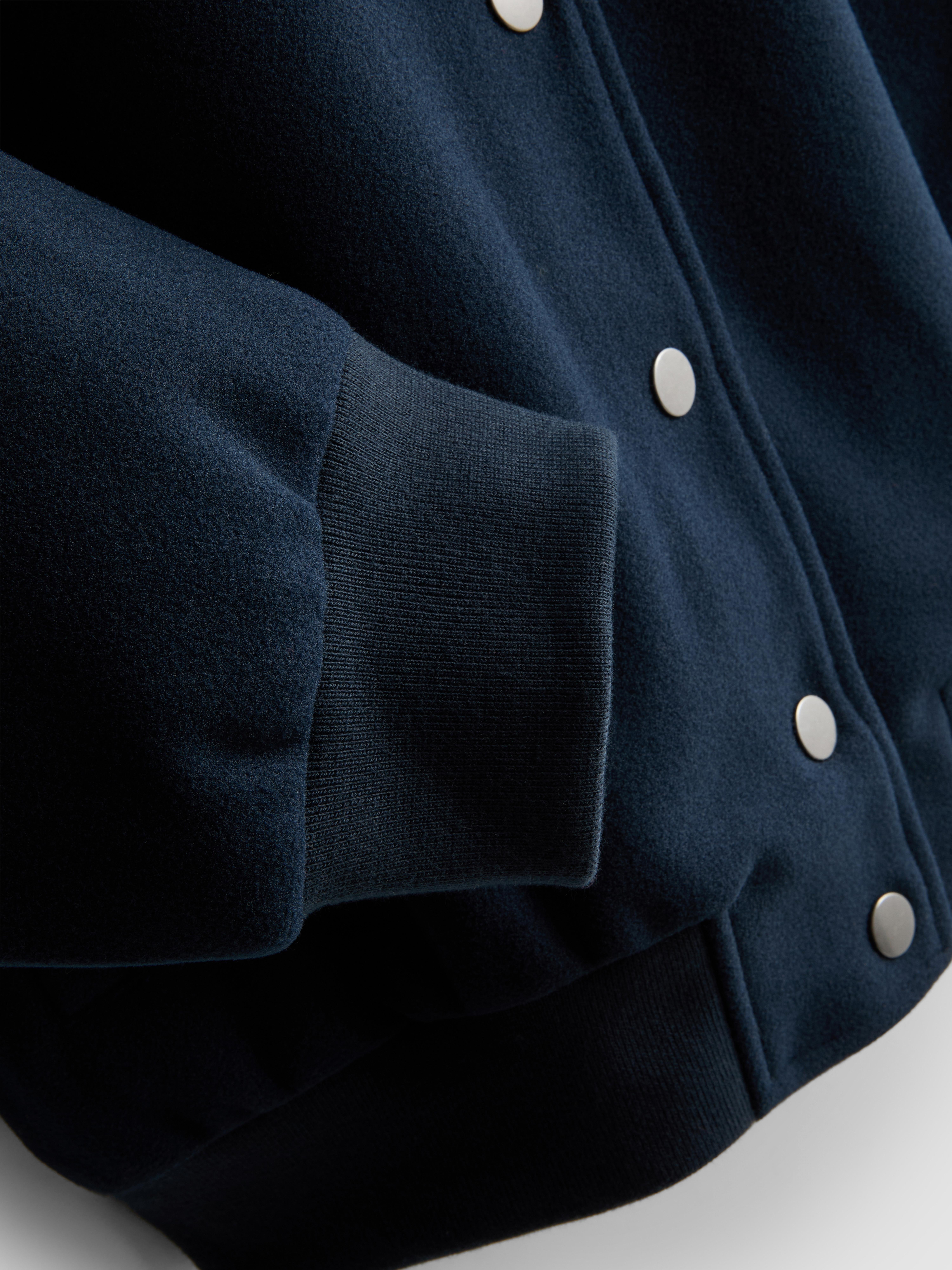 Women's Navy Stripe Detail Varsity Jacket