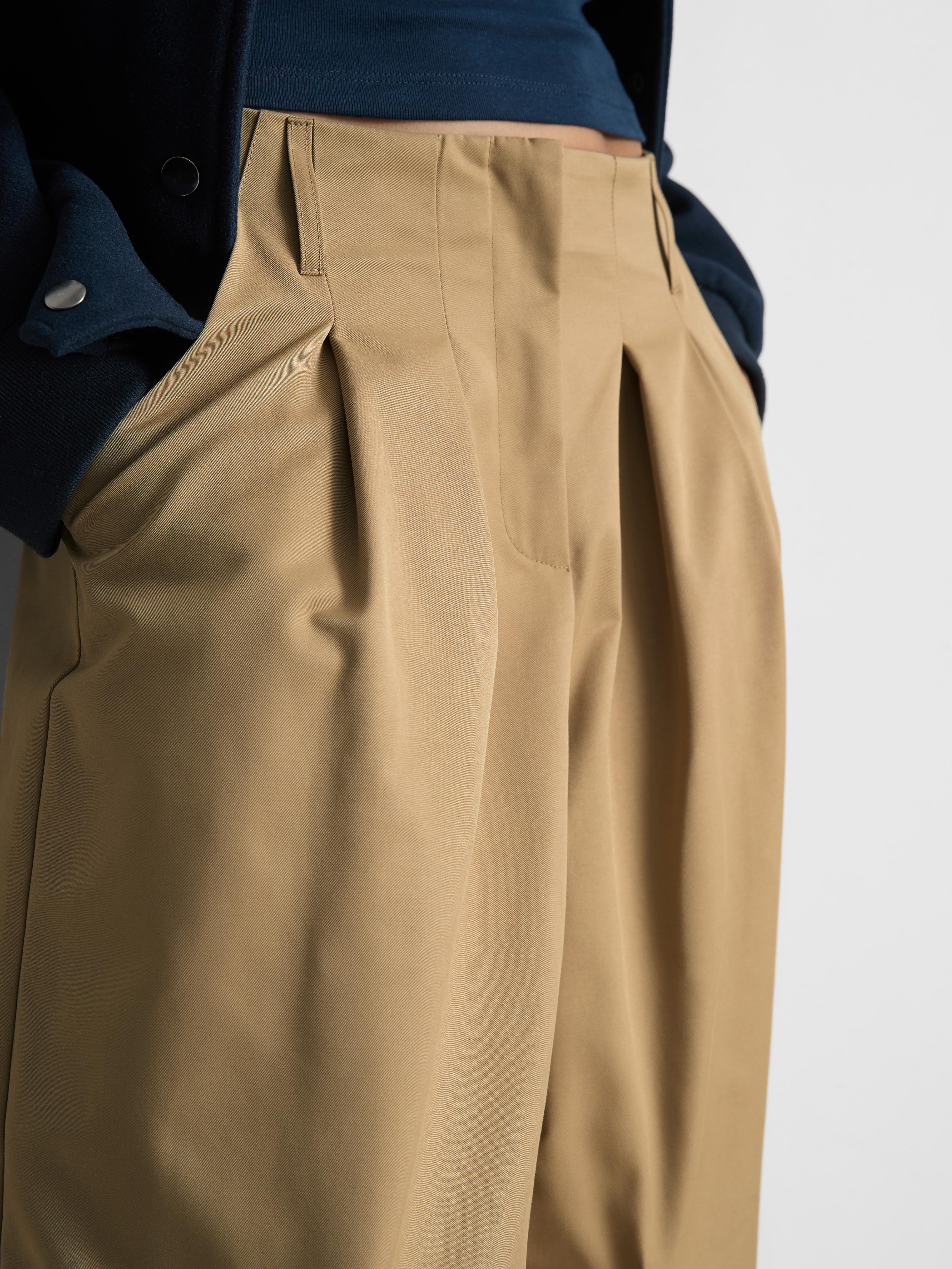 Women's Camel Wide-Leg Pleated Balloon Pants