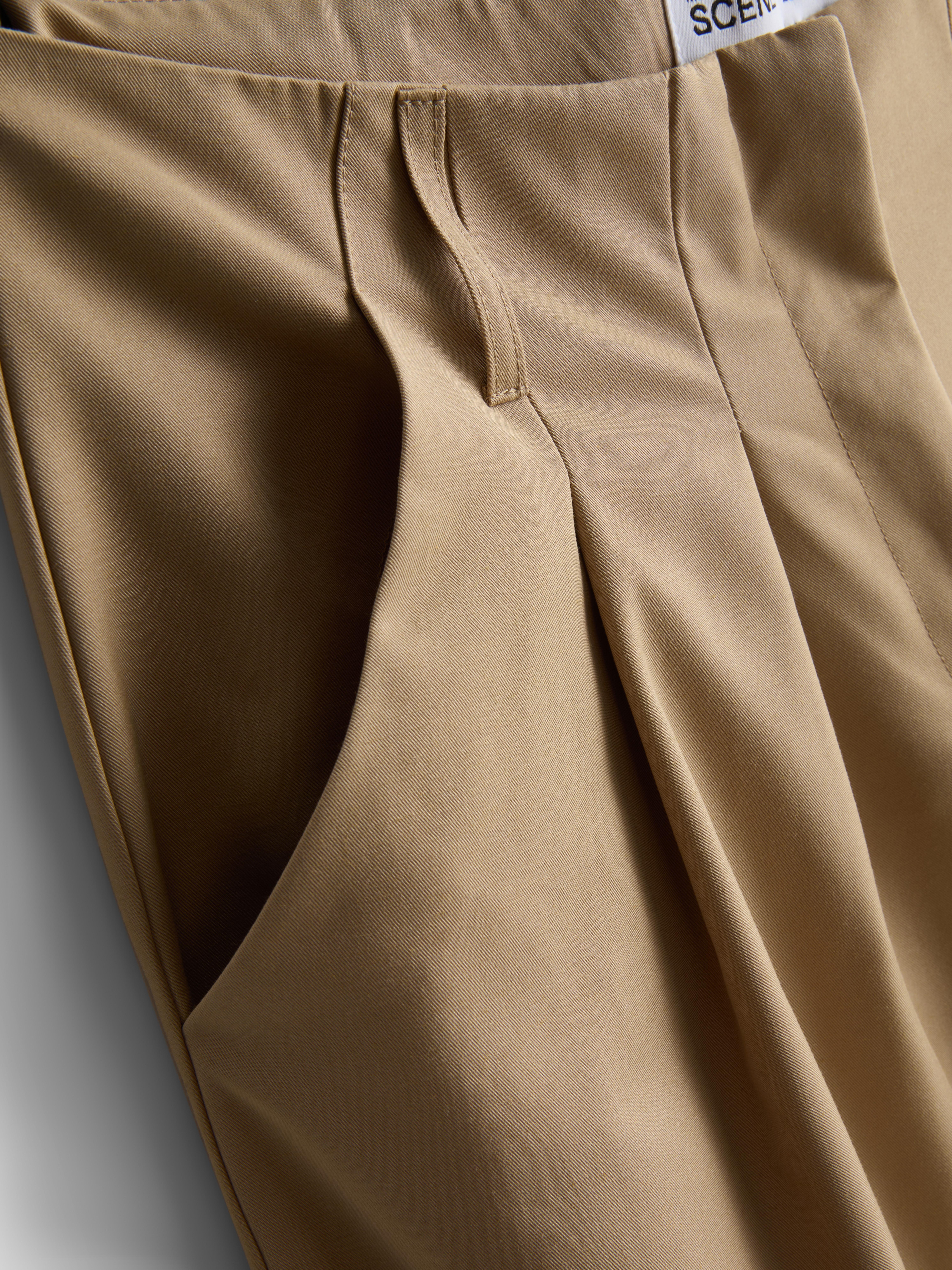 Women's Camel Wide-Leg Pleated Balloon Pants
