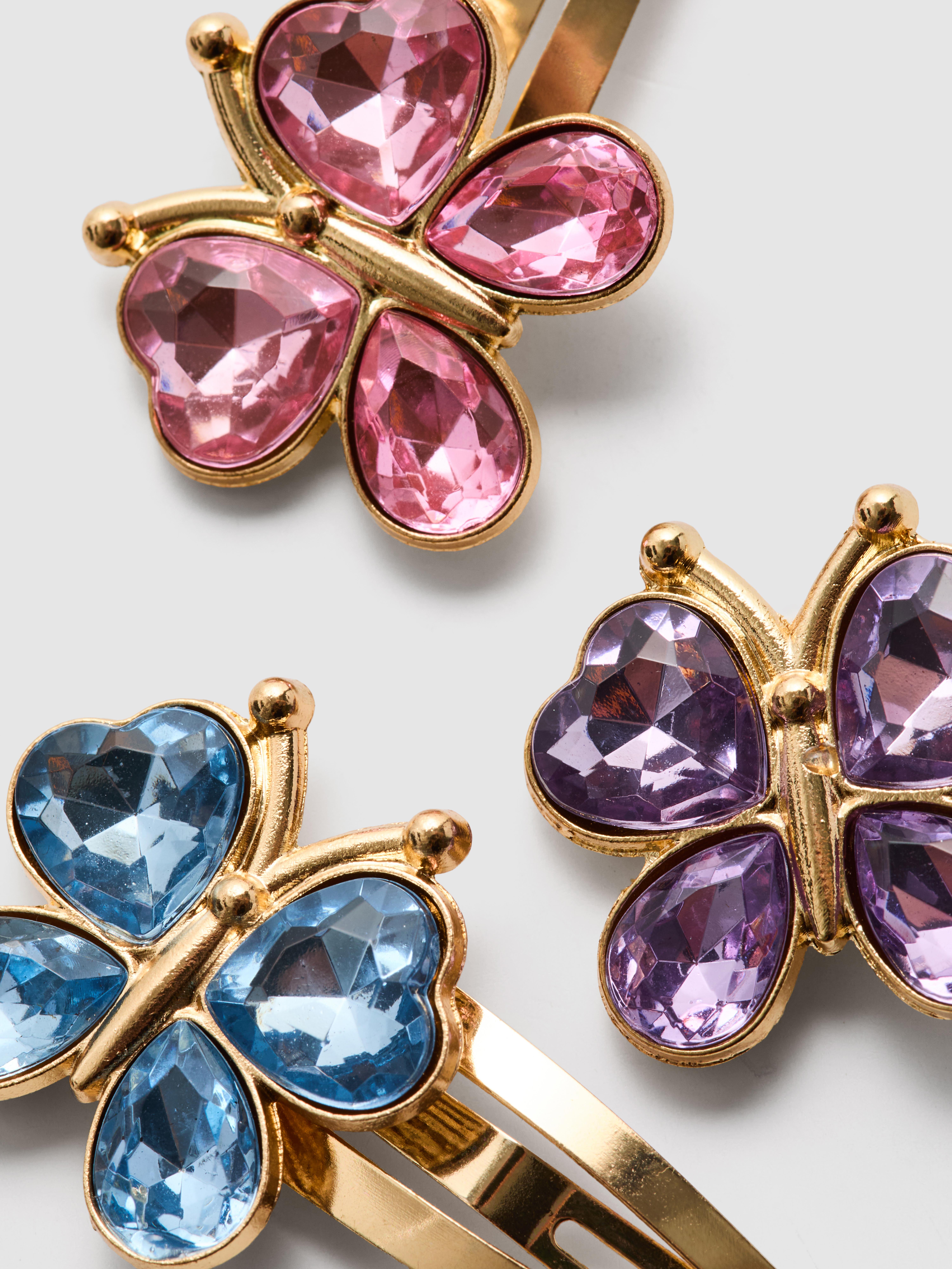 Girls Multi 6pk Faux Gem Butterfly Snap Hair Clips