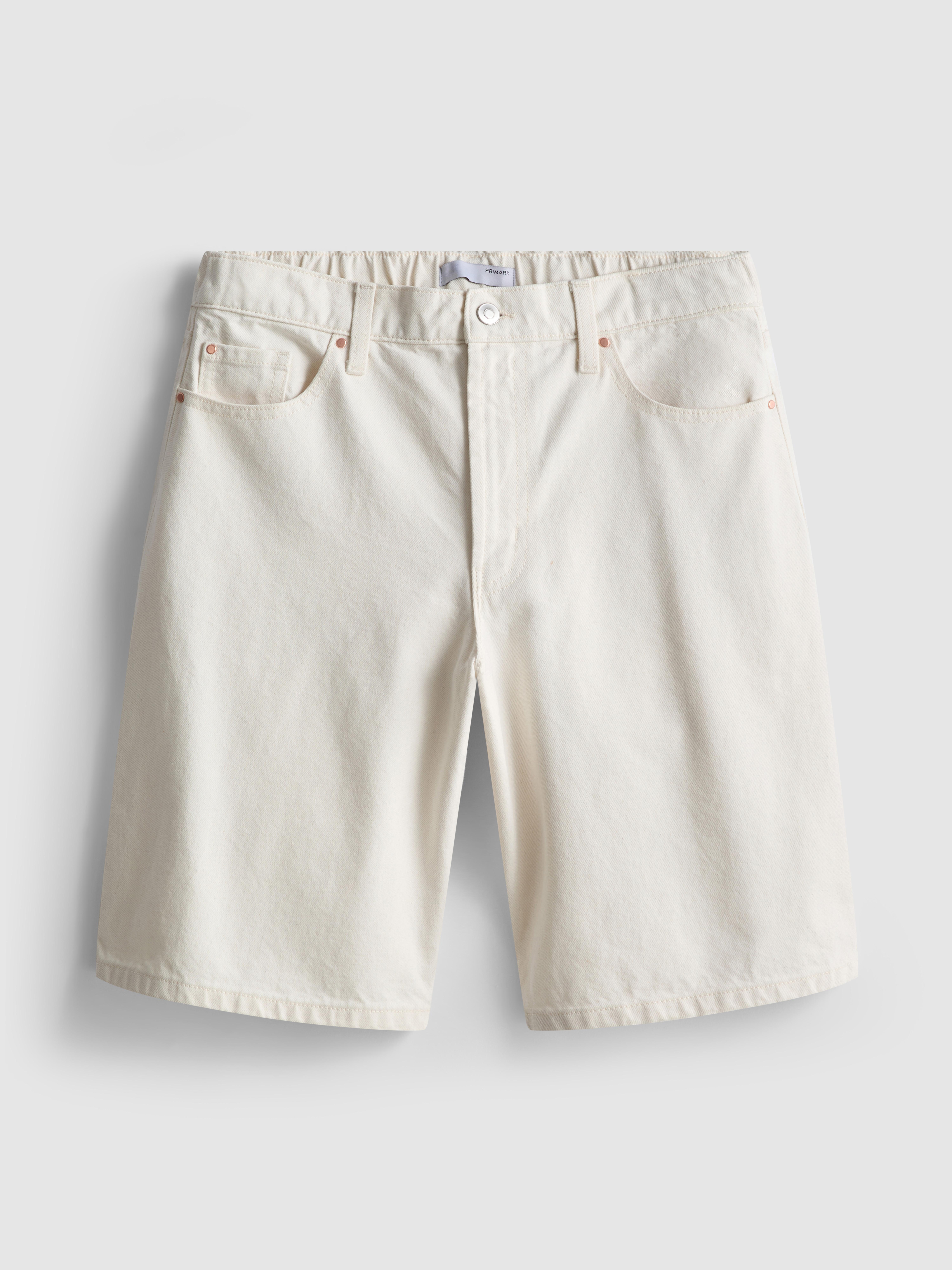 Cotton Denim Longline Bermuda Shorts