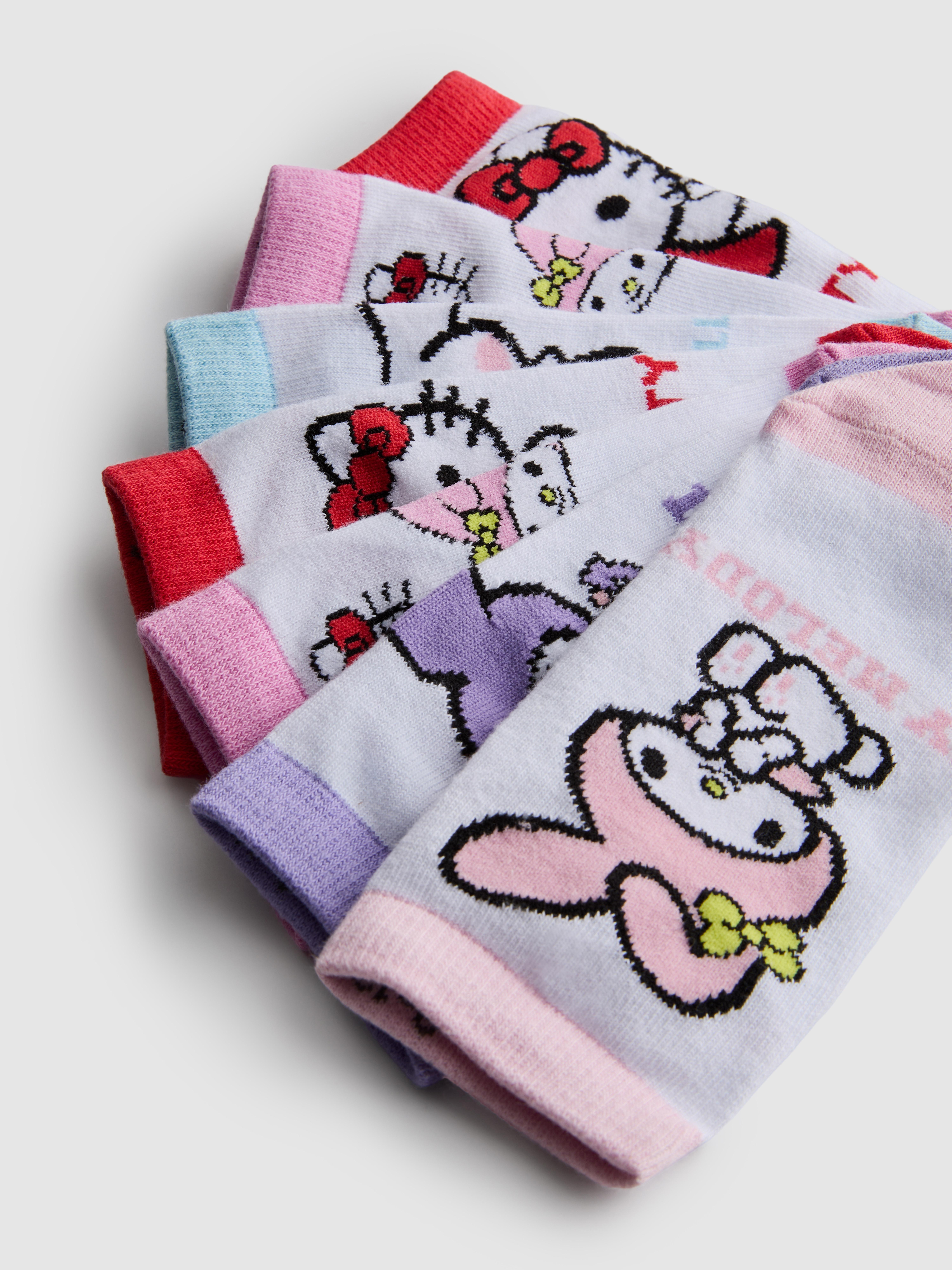 Pack 7 pares meias ténis personagens Hello Kitty