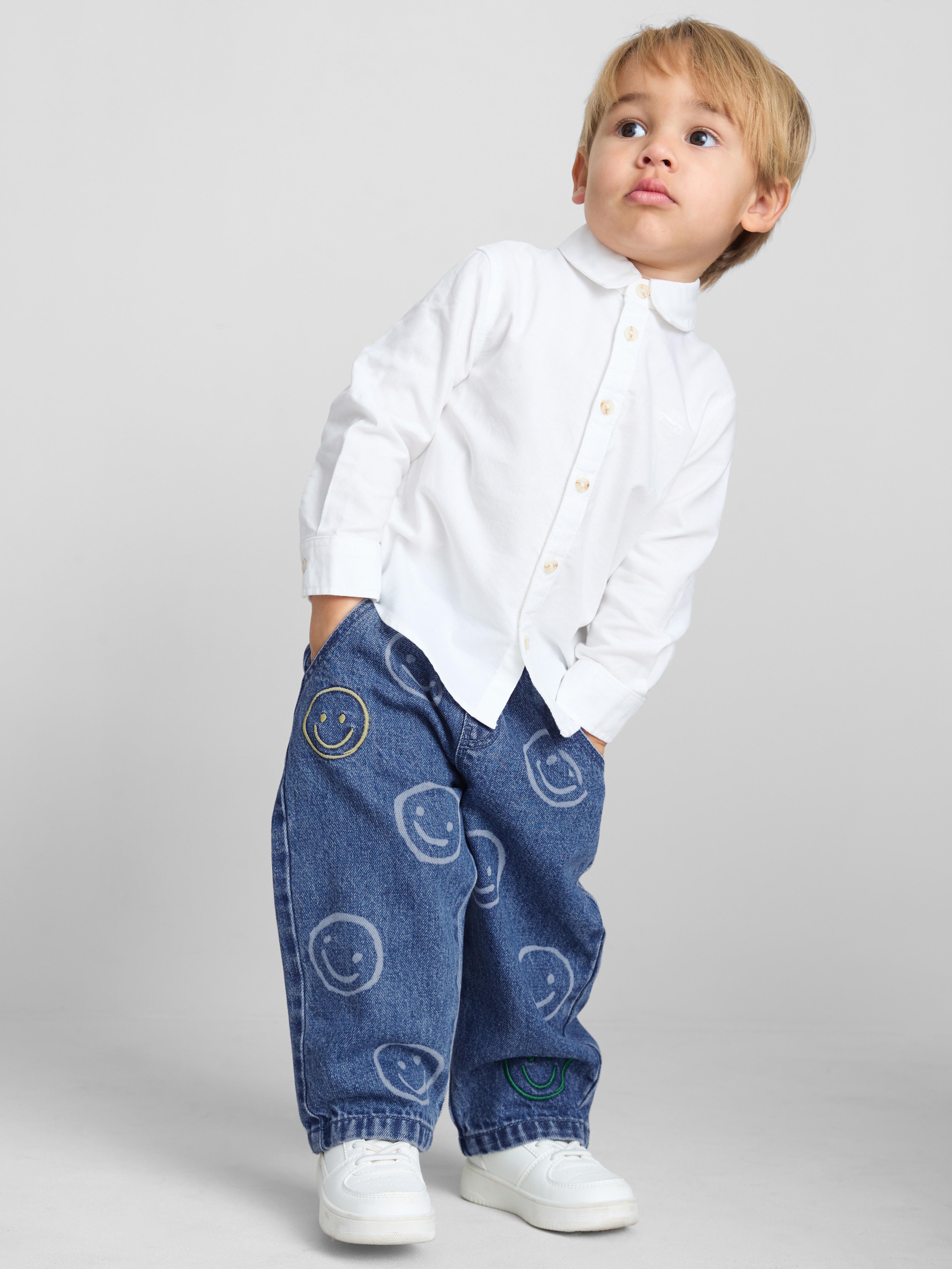 0-36mths | Smiley Face Laser Print Jeans