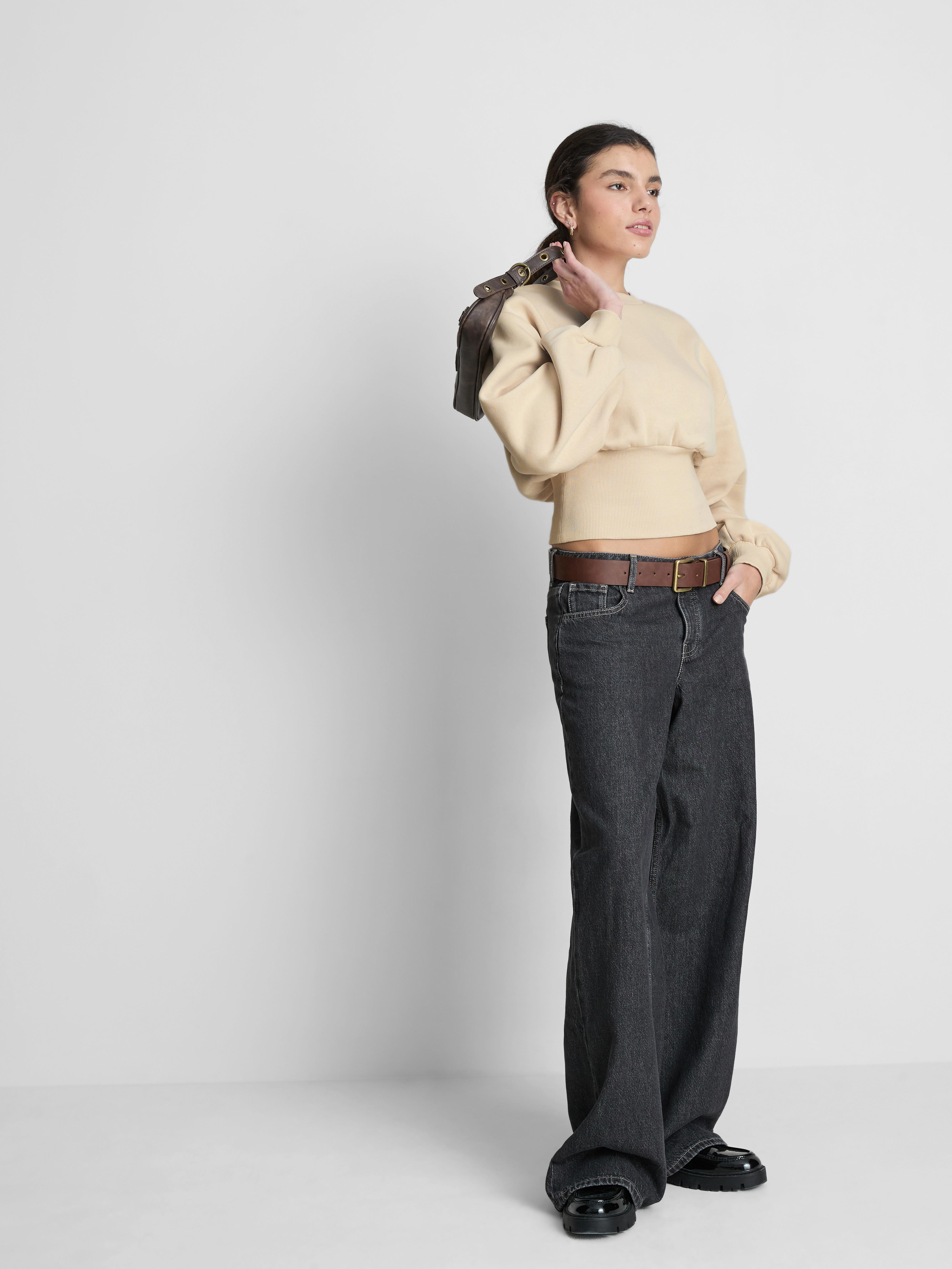 Women's Stone Sculpted Bodice Crop Sweatshirt