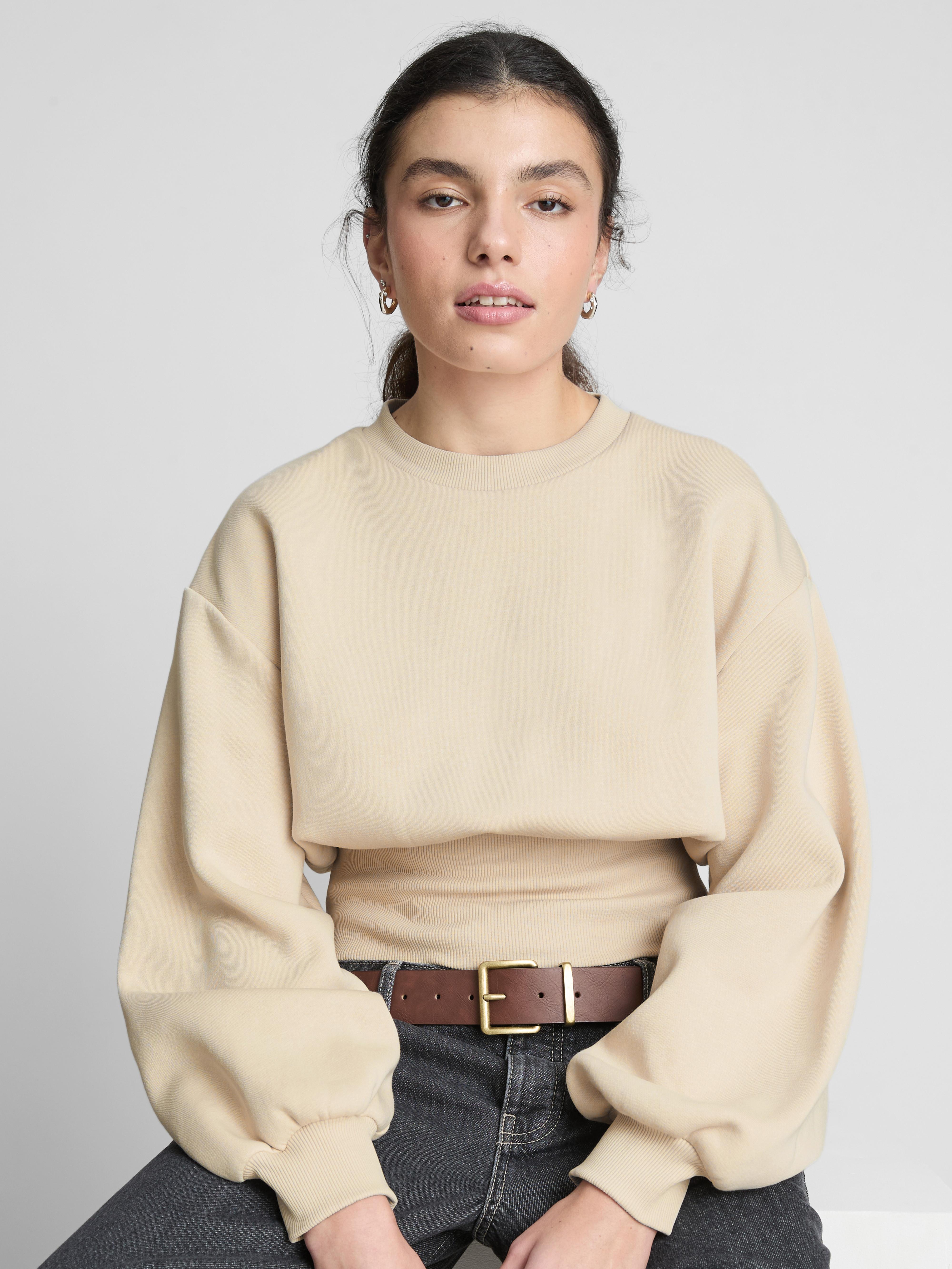 Women's Stone Sculpted Bodice Crop Sweatshirt