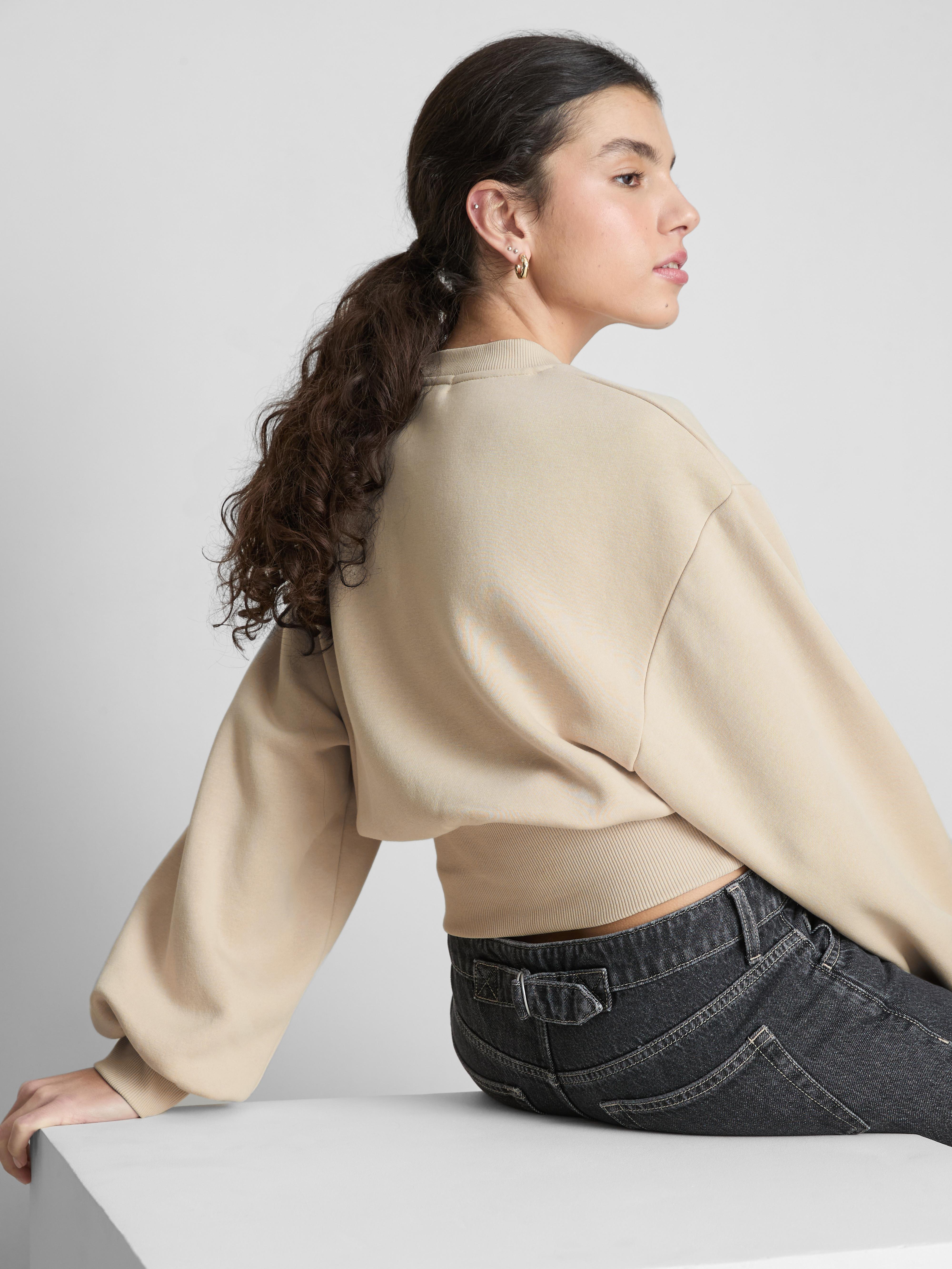 Women's Stone Sculpted Bodice Crop Sweatshirt