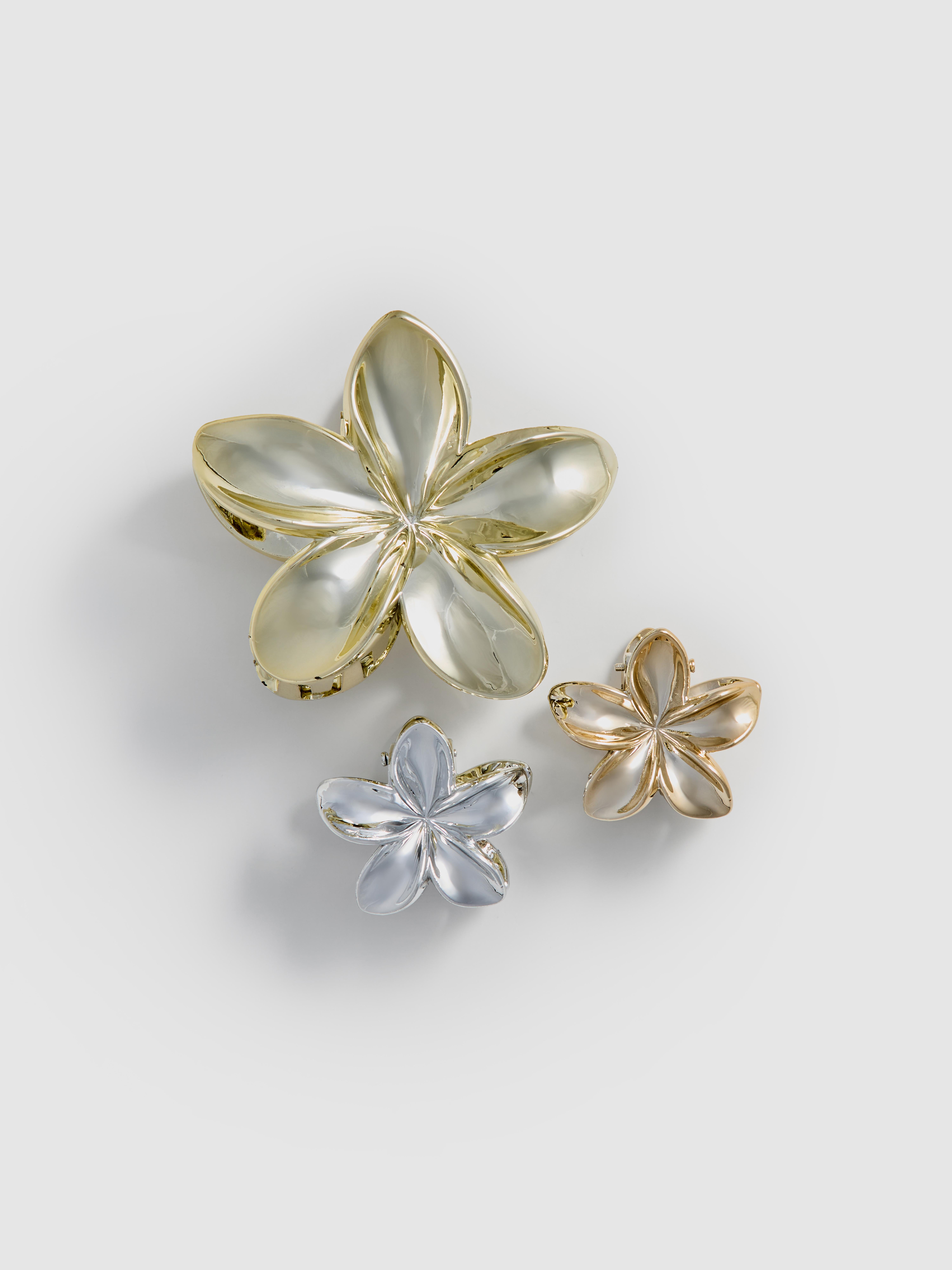 Girls Multi 3pk Flower Claw Clips