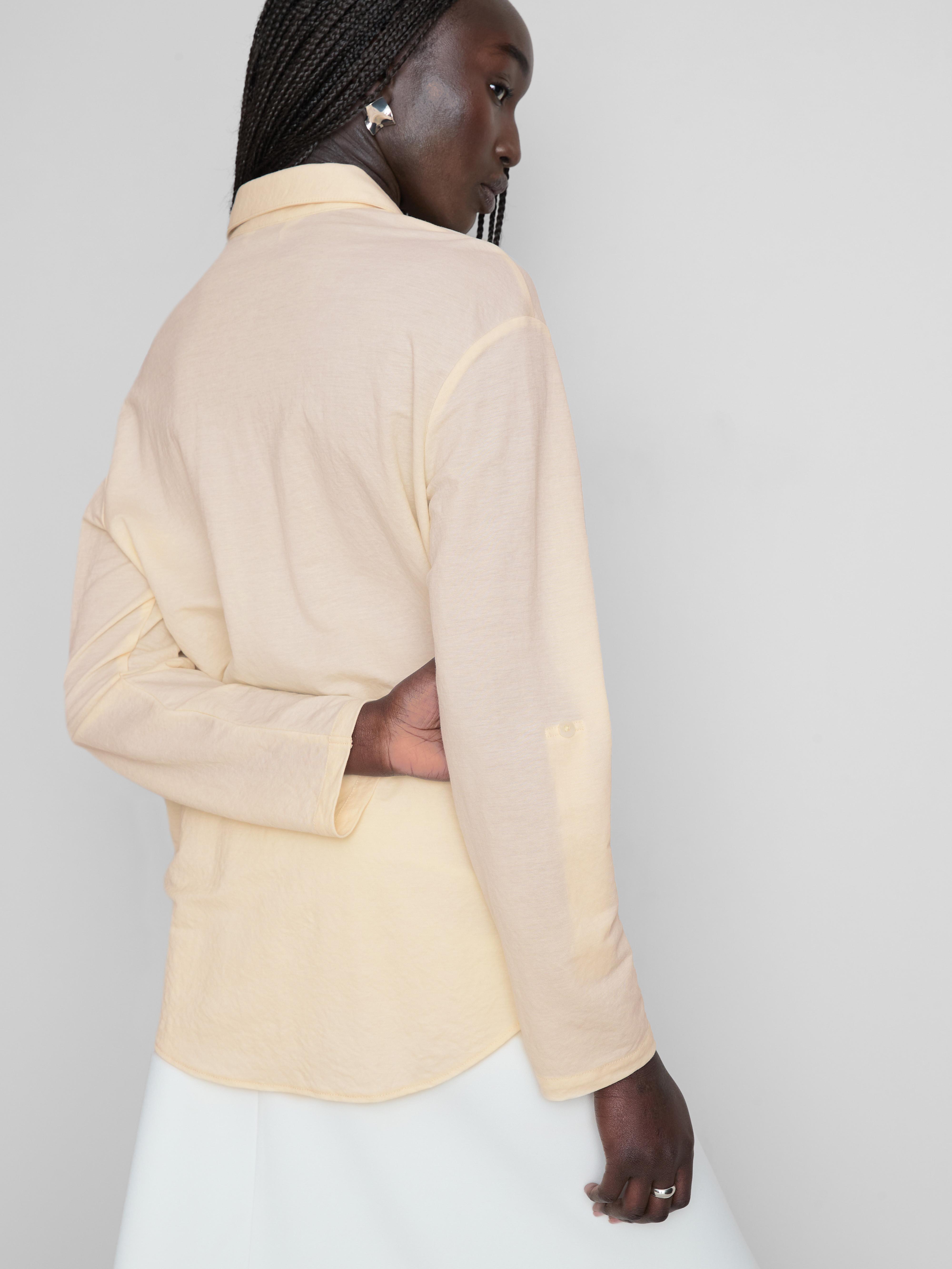 Curved-Hem Relaxed Button-Down Shirt