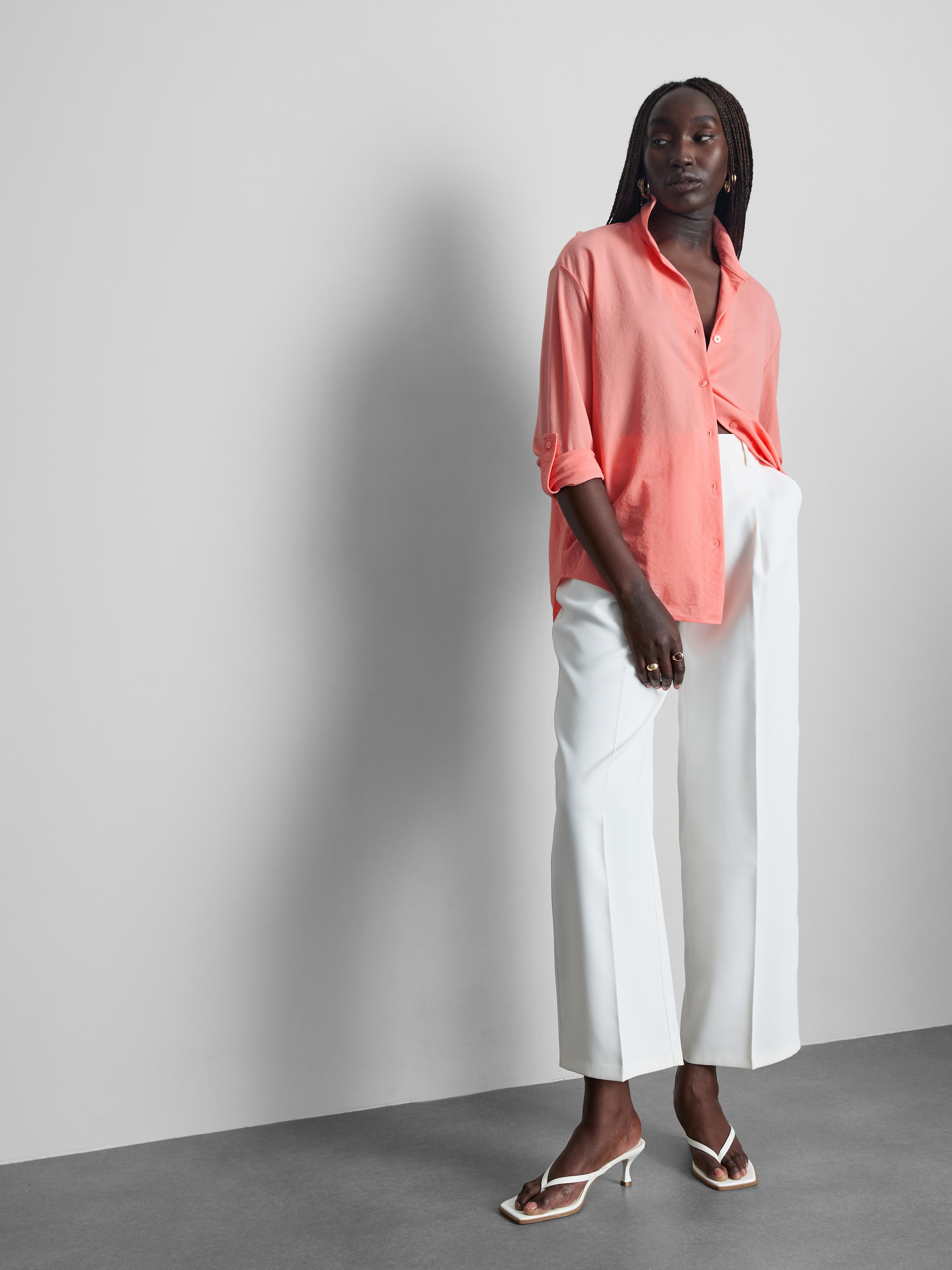 Curved Hem Relaxed Shirt Peach