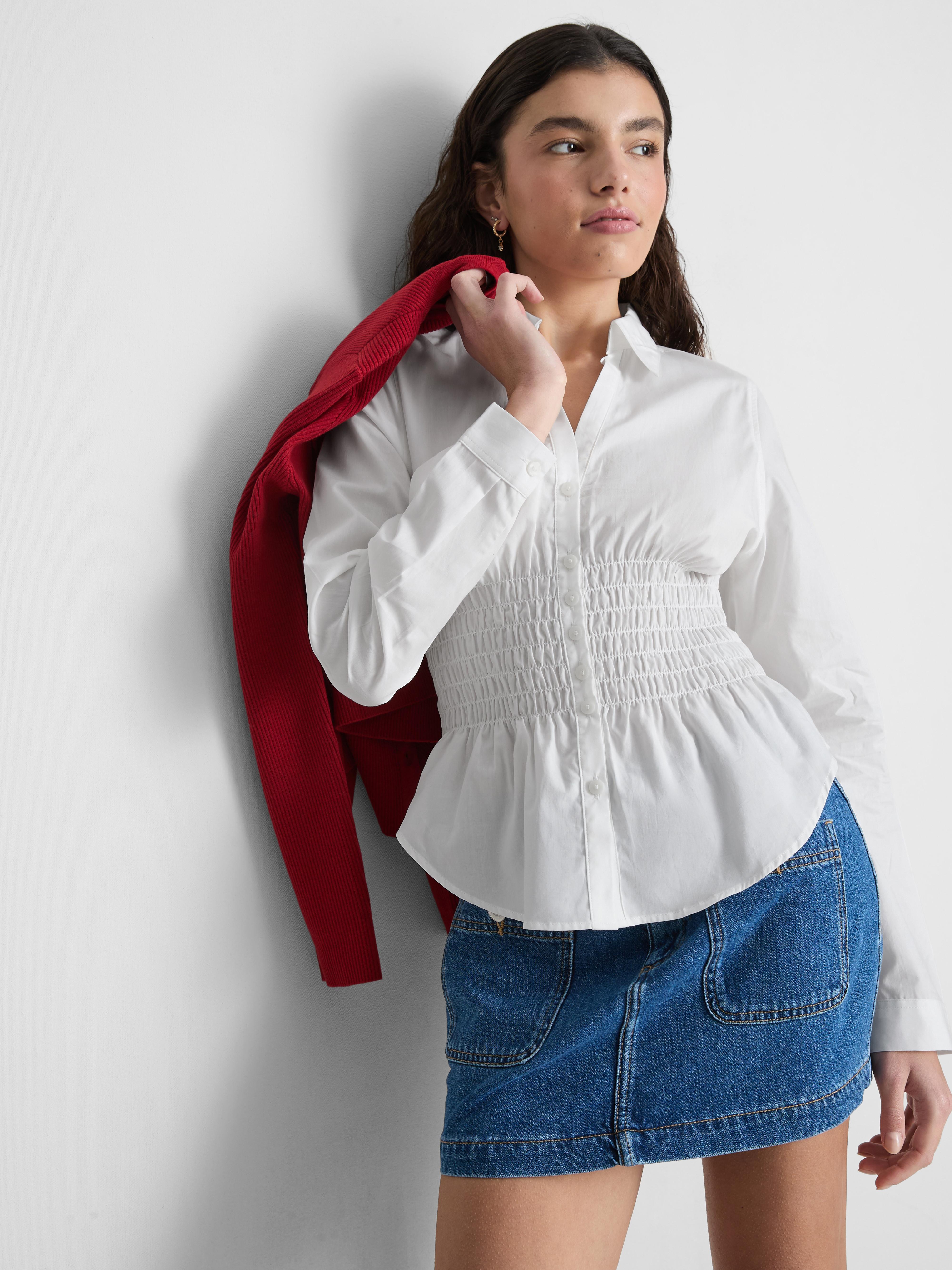 Womens White The Primark Scene | Shirred Shirt | Primark