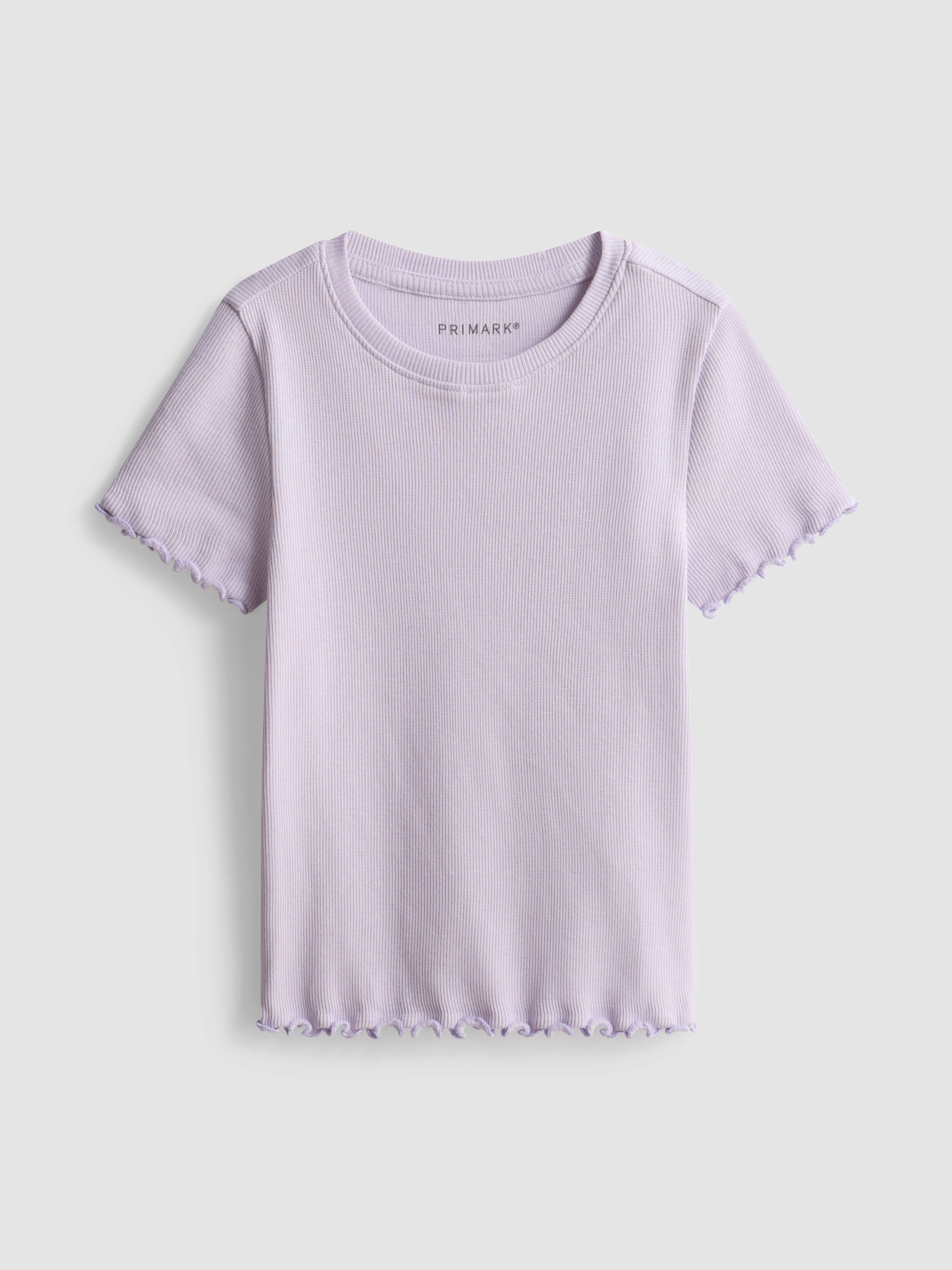 1,5–8 Jahre | Geripptes T-Shirt mit gekräuseltem Saum Lilafarben