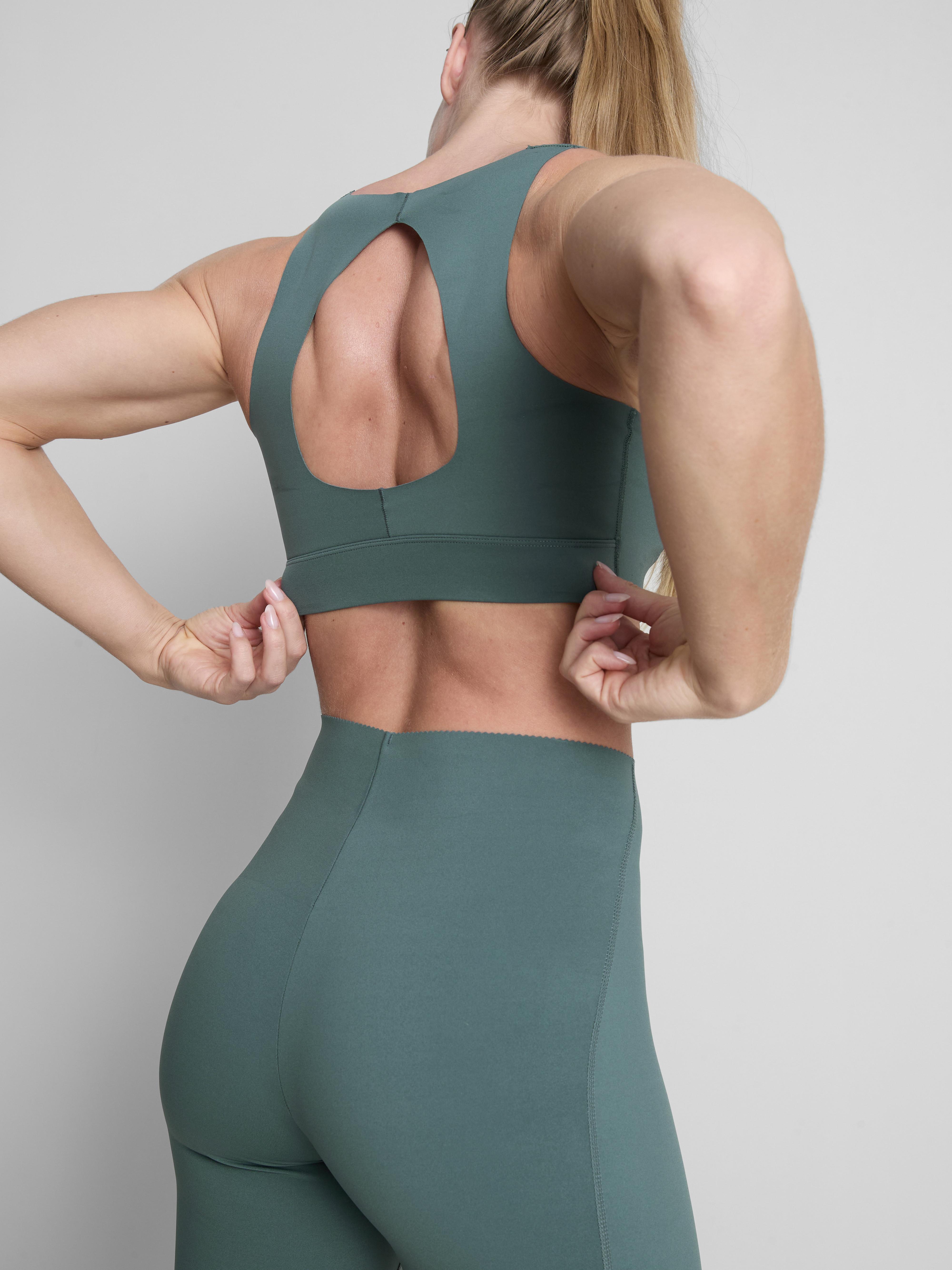 Women's Green BodySculpt Cut-Out Crop Top