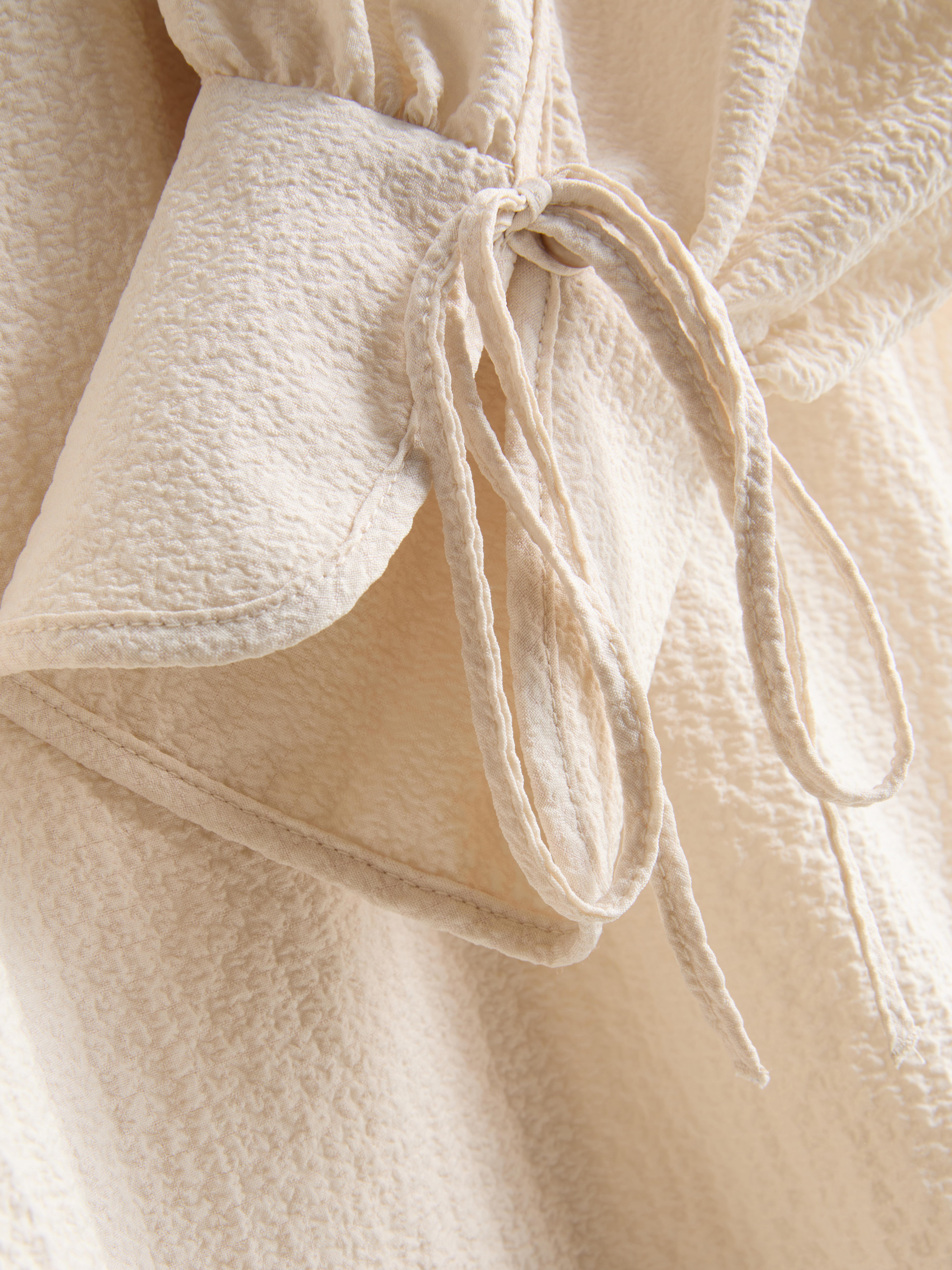 Textured Balloon-Sleeve Blouse