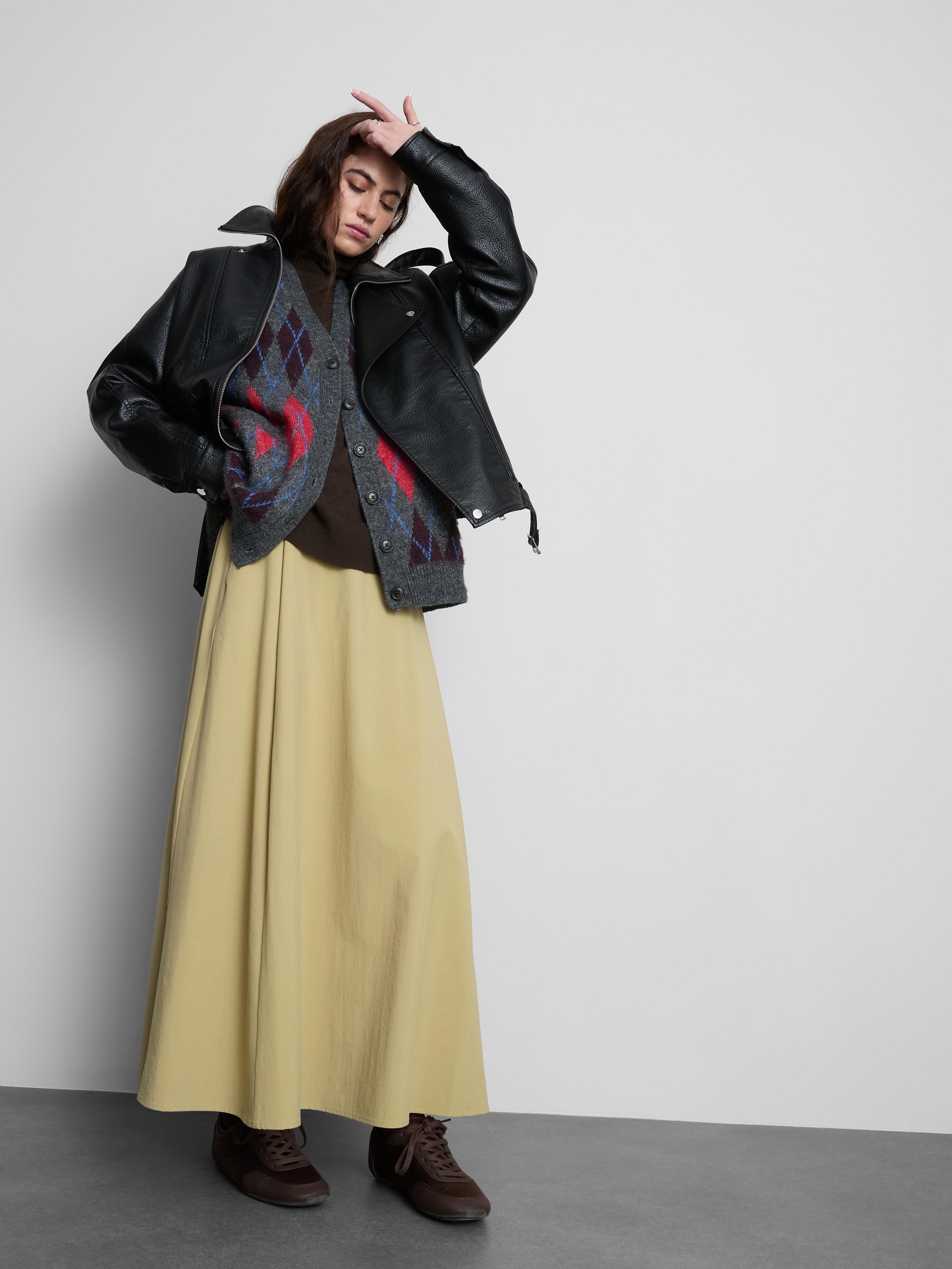 Women's Beige Circle Midi Skirt