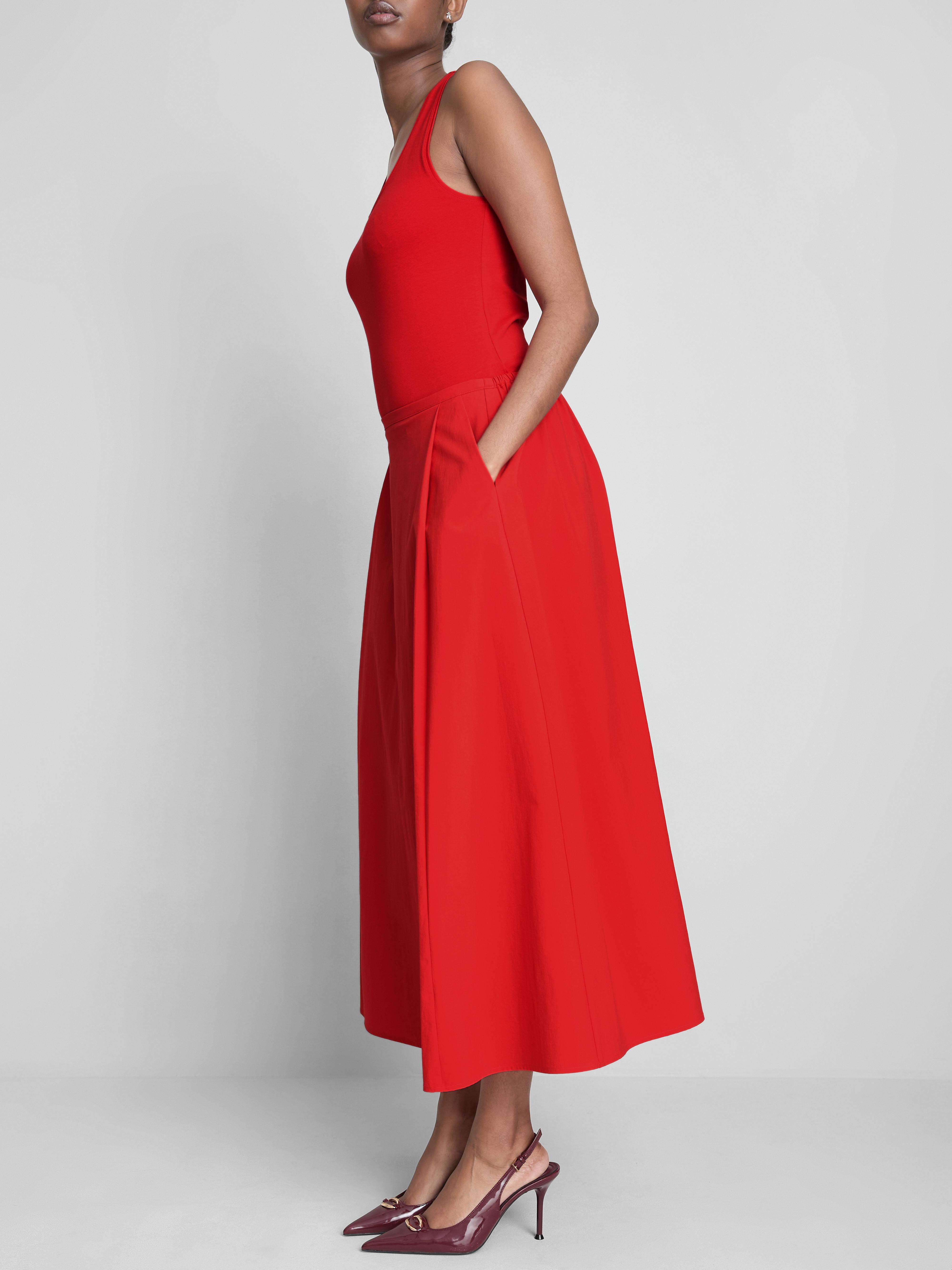 Women's Red Circle Midi Skirt