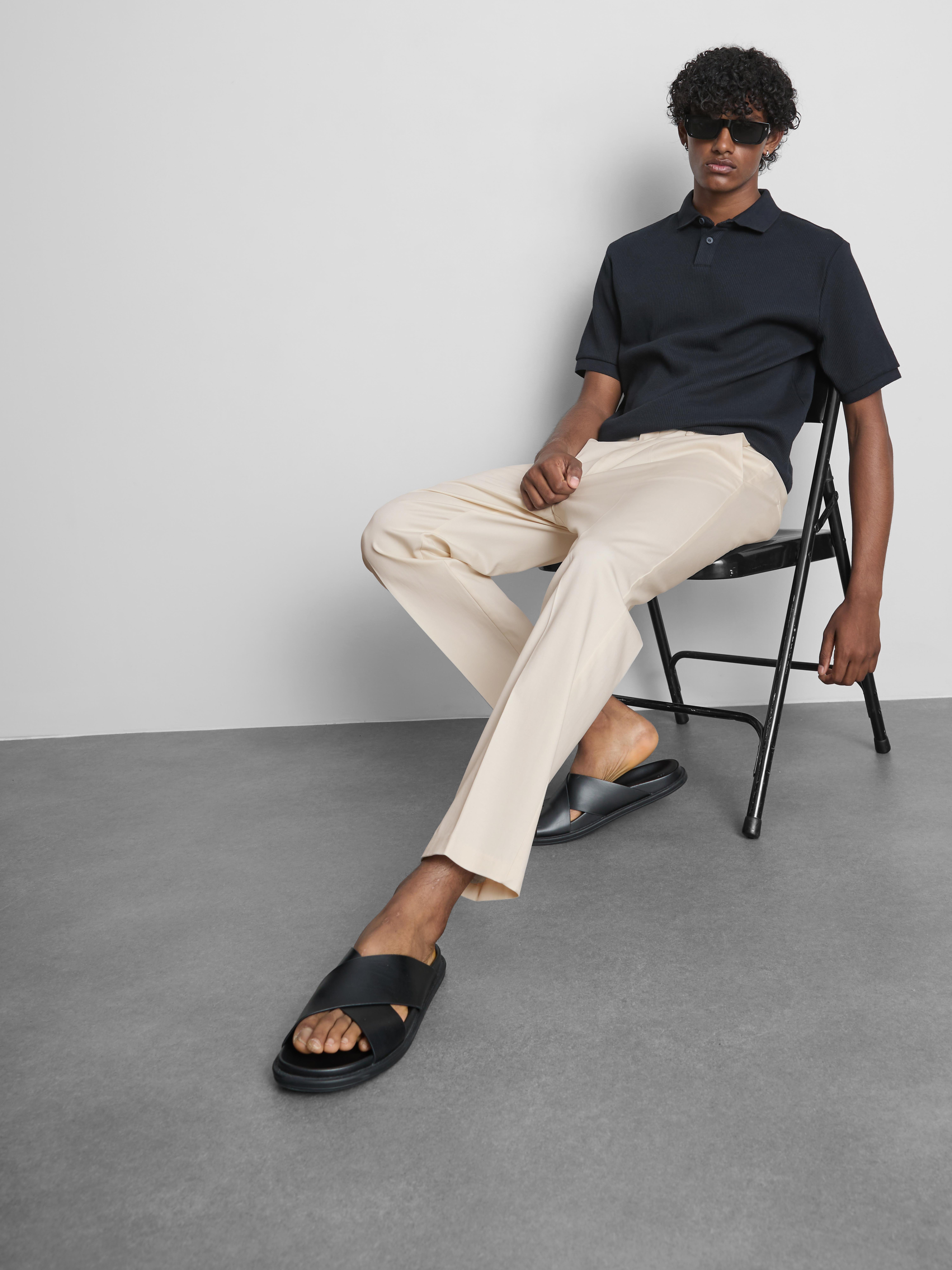 The Edit Slim Fit Peached Trousers