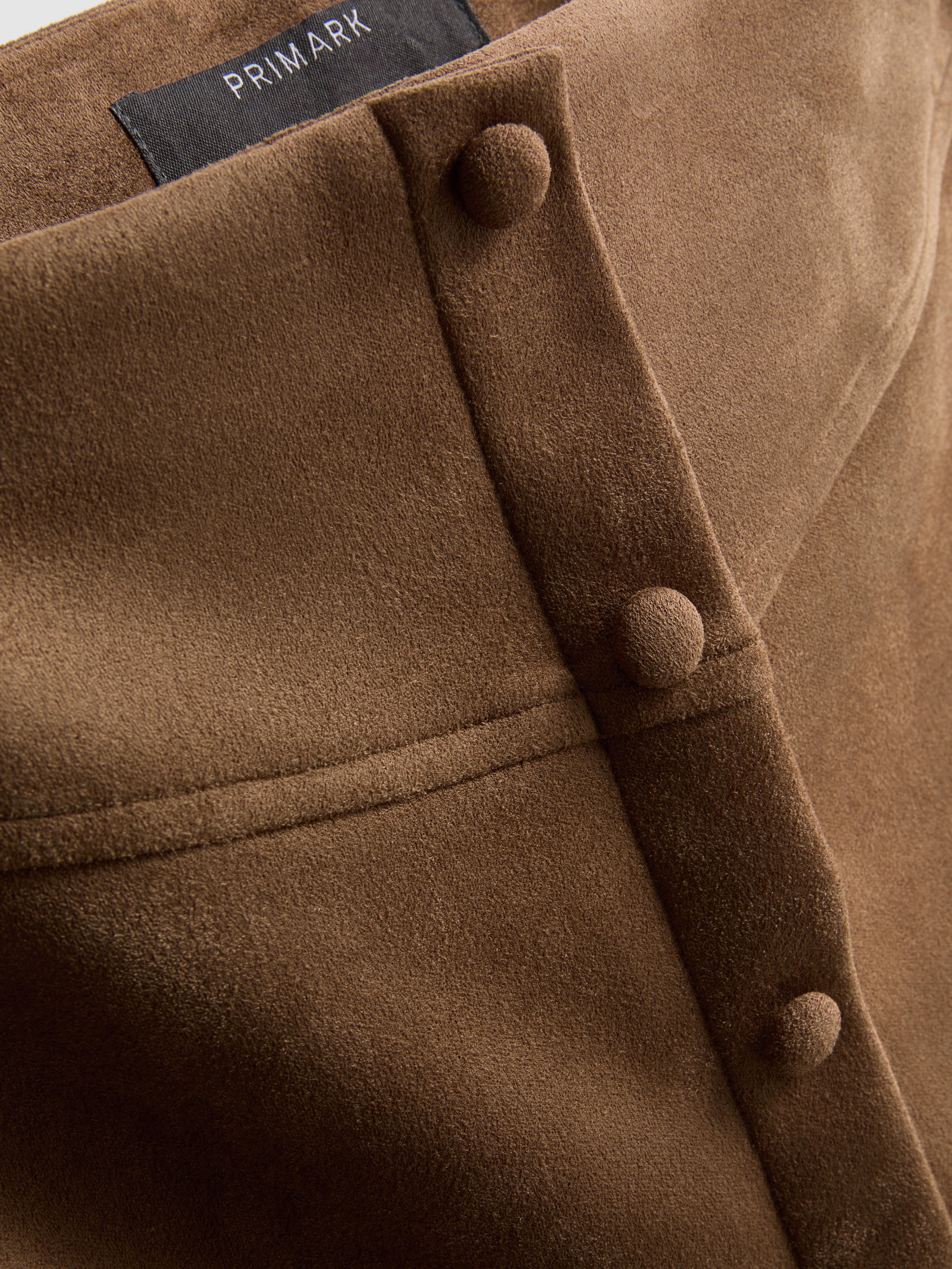 Faux Suede Button Mini Skirt