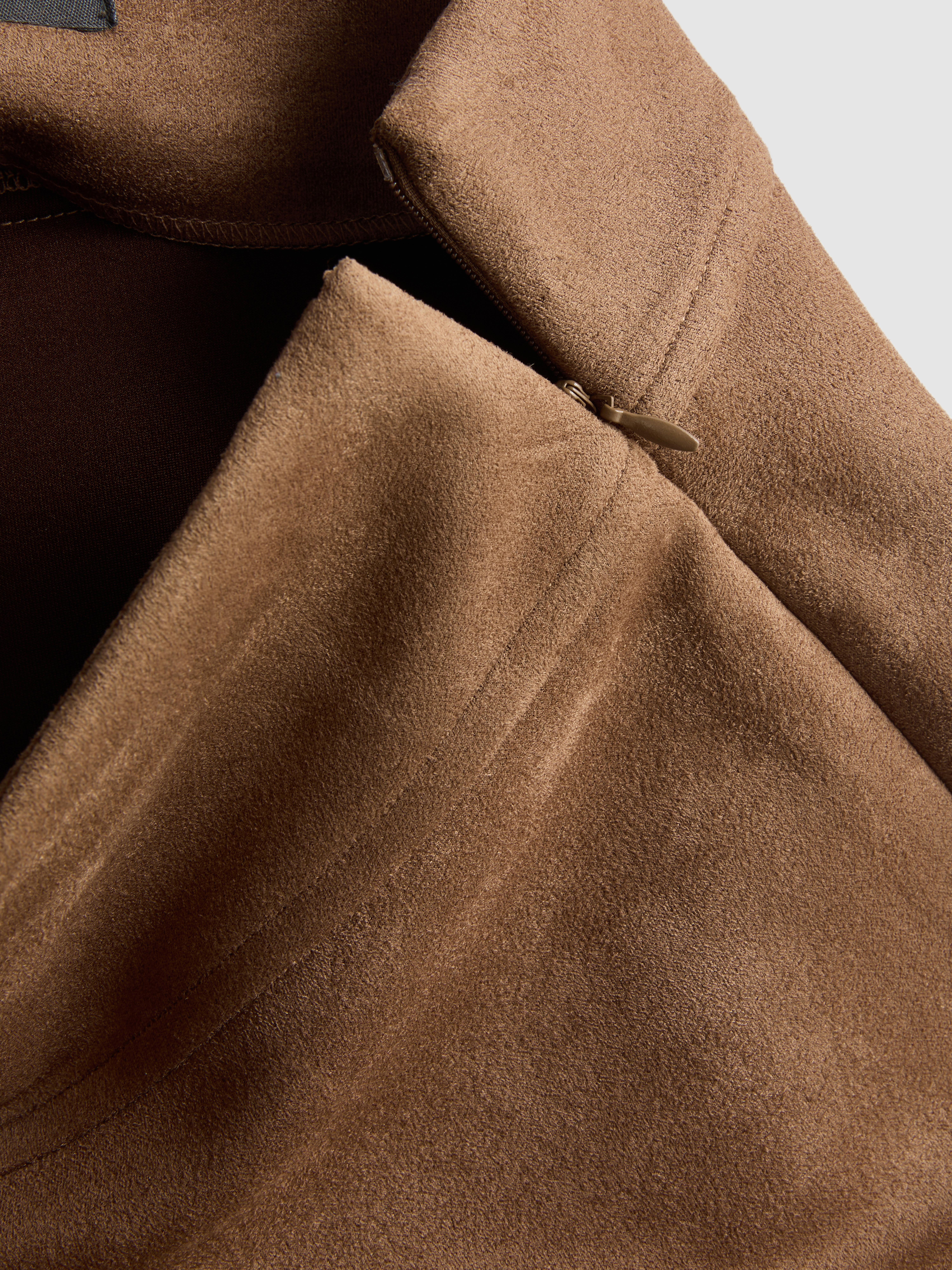 Faux Suede Button Mini Skirt