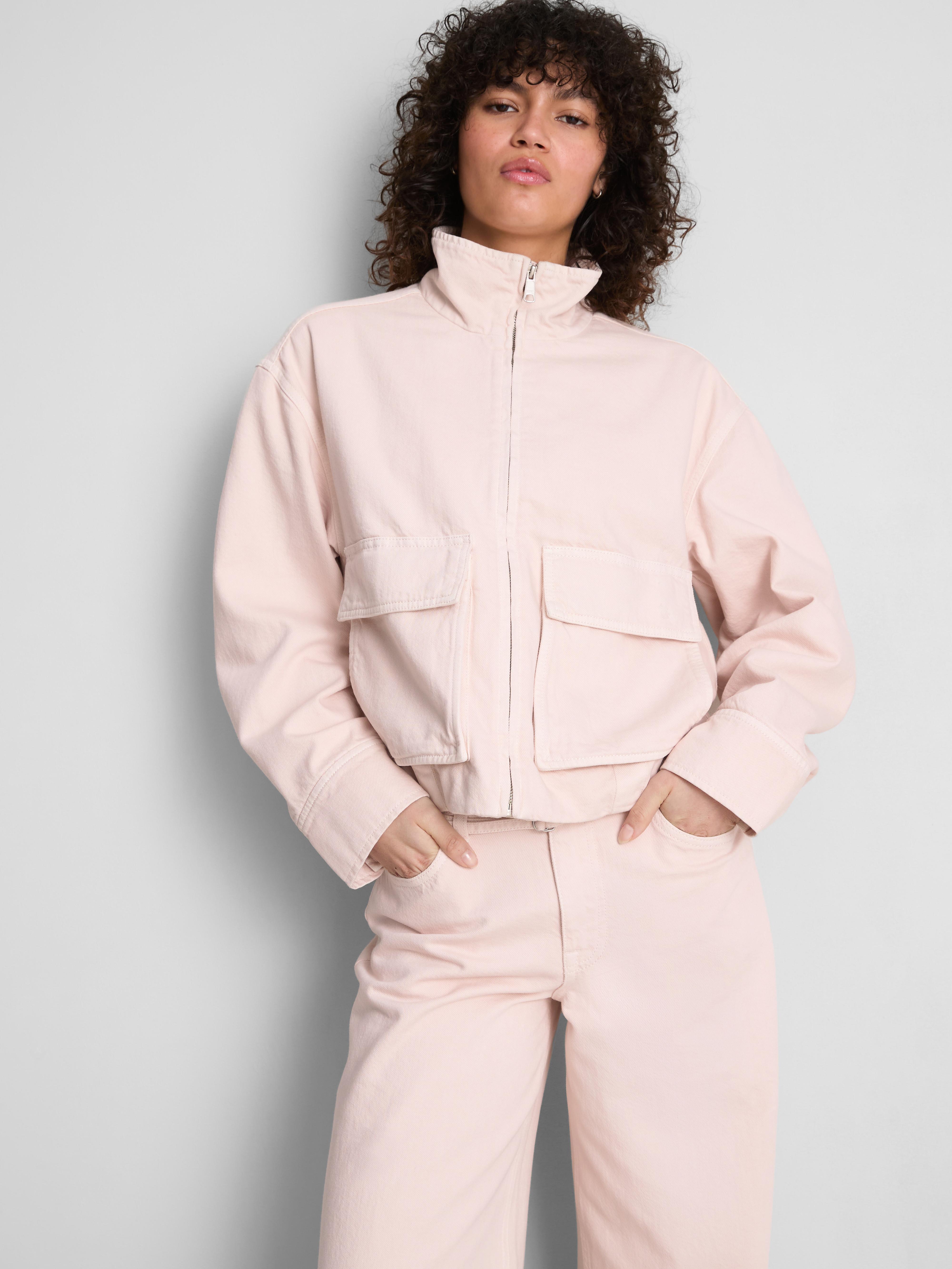 Cotton Denim Funnel Neck Jacket