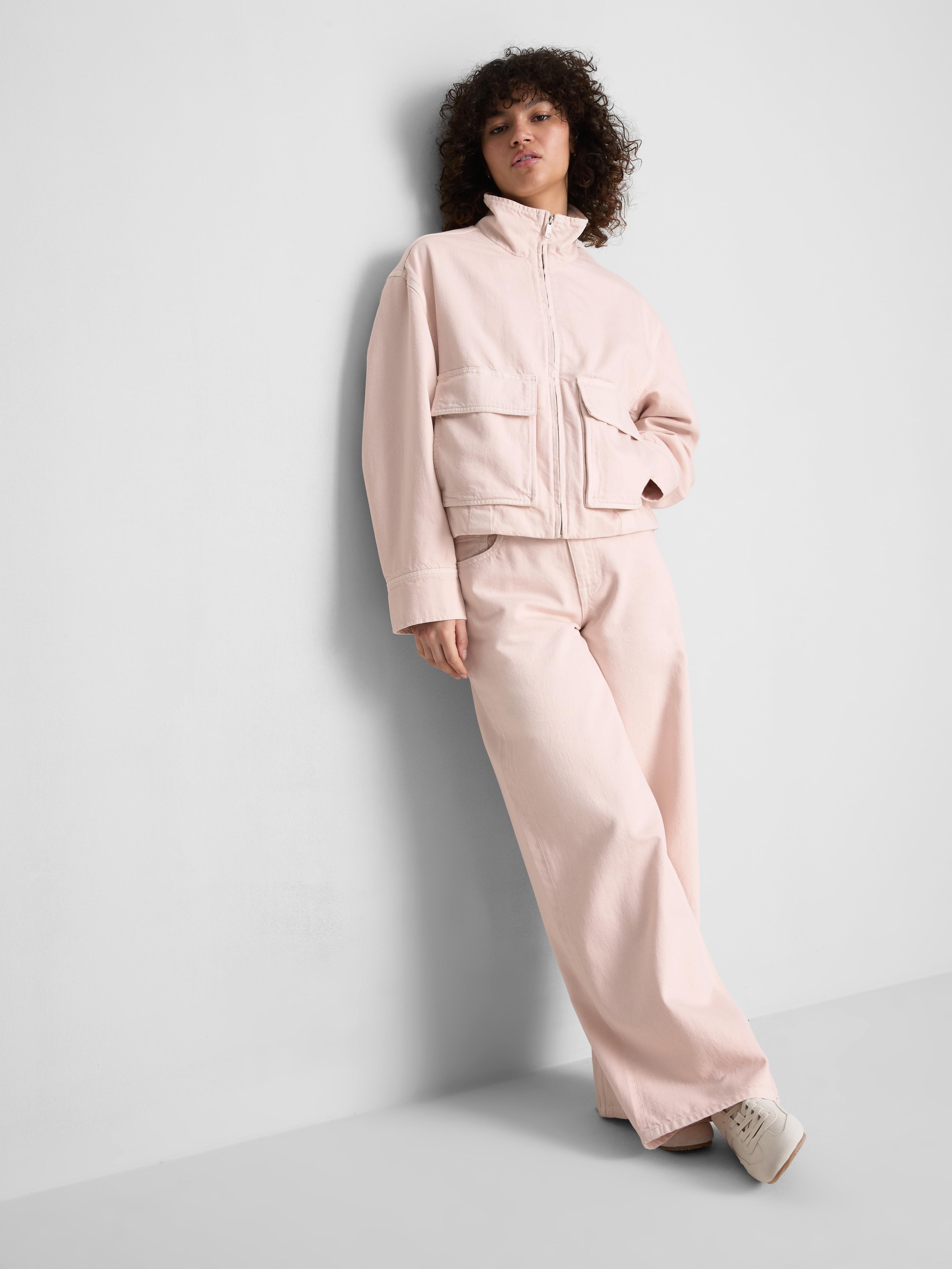 Cotton Denim Funnel Neck Jacket