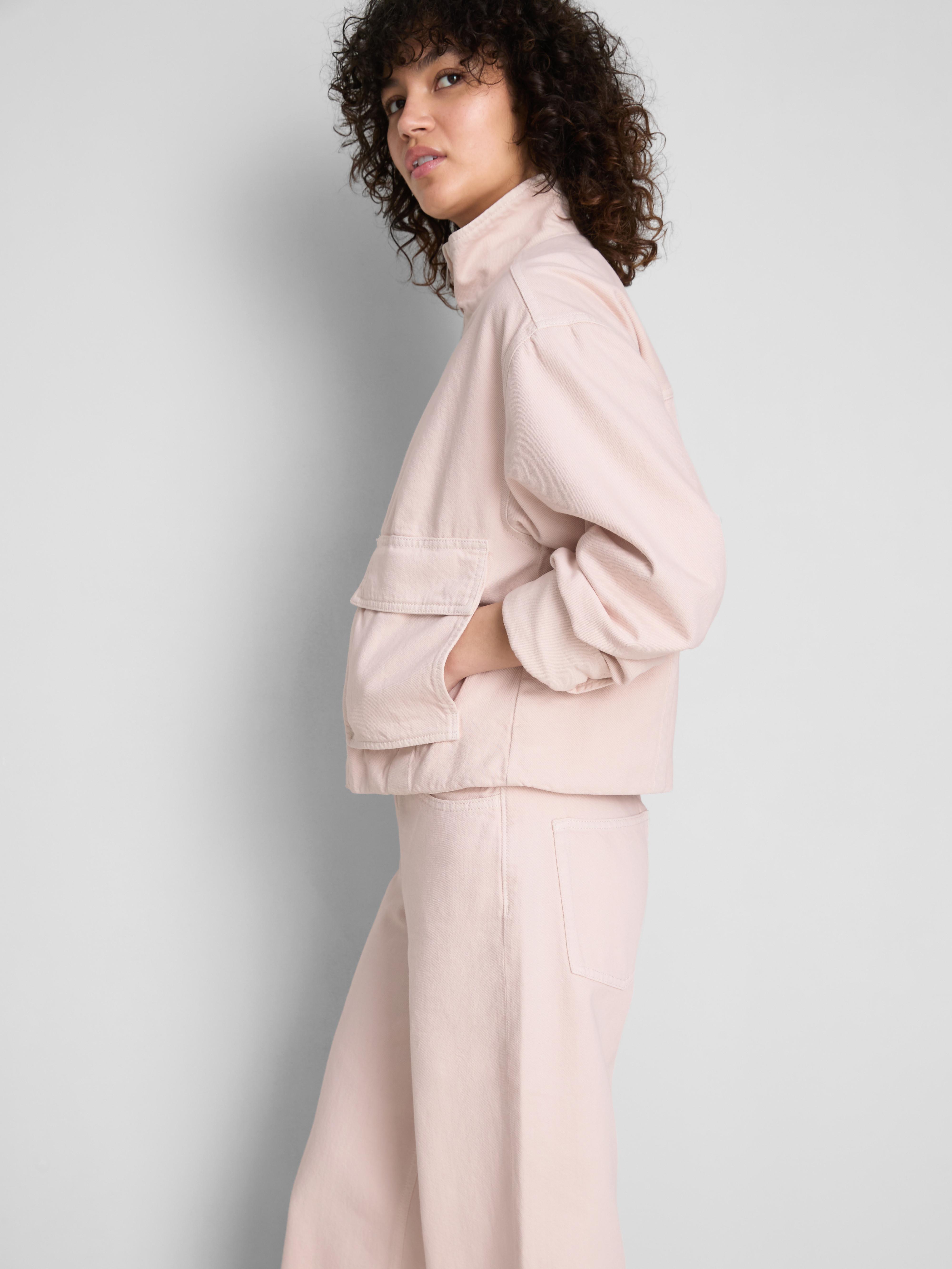 Cotton Denim Funnel Neck Jacket