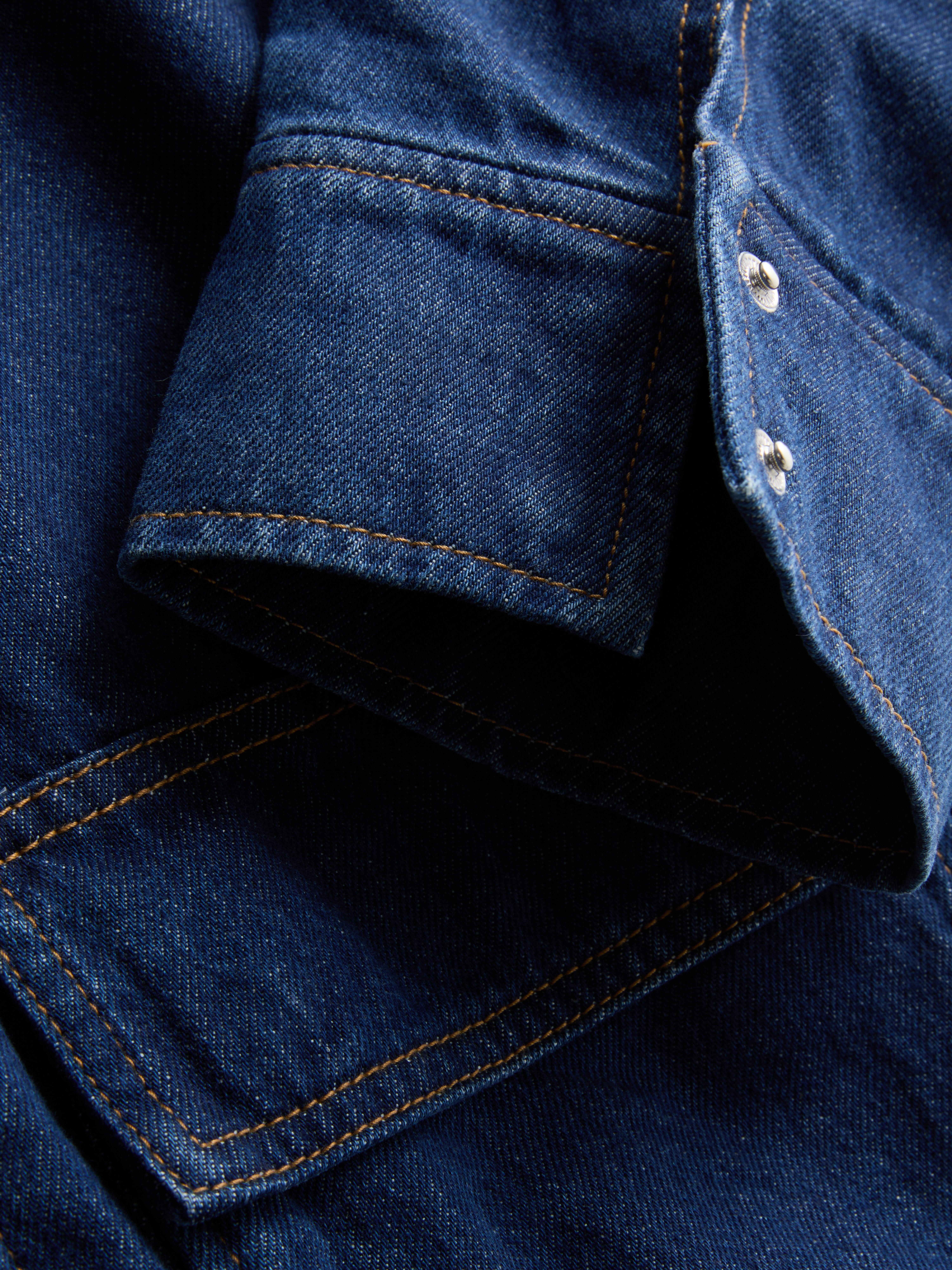 Cotton Denim Funnel Neck Jacket