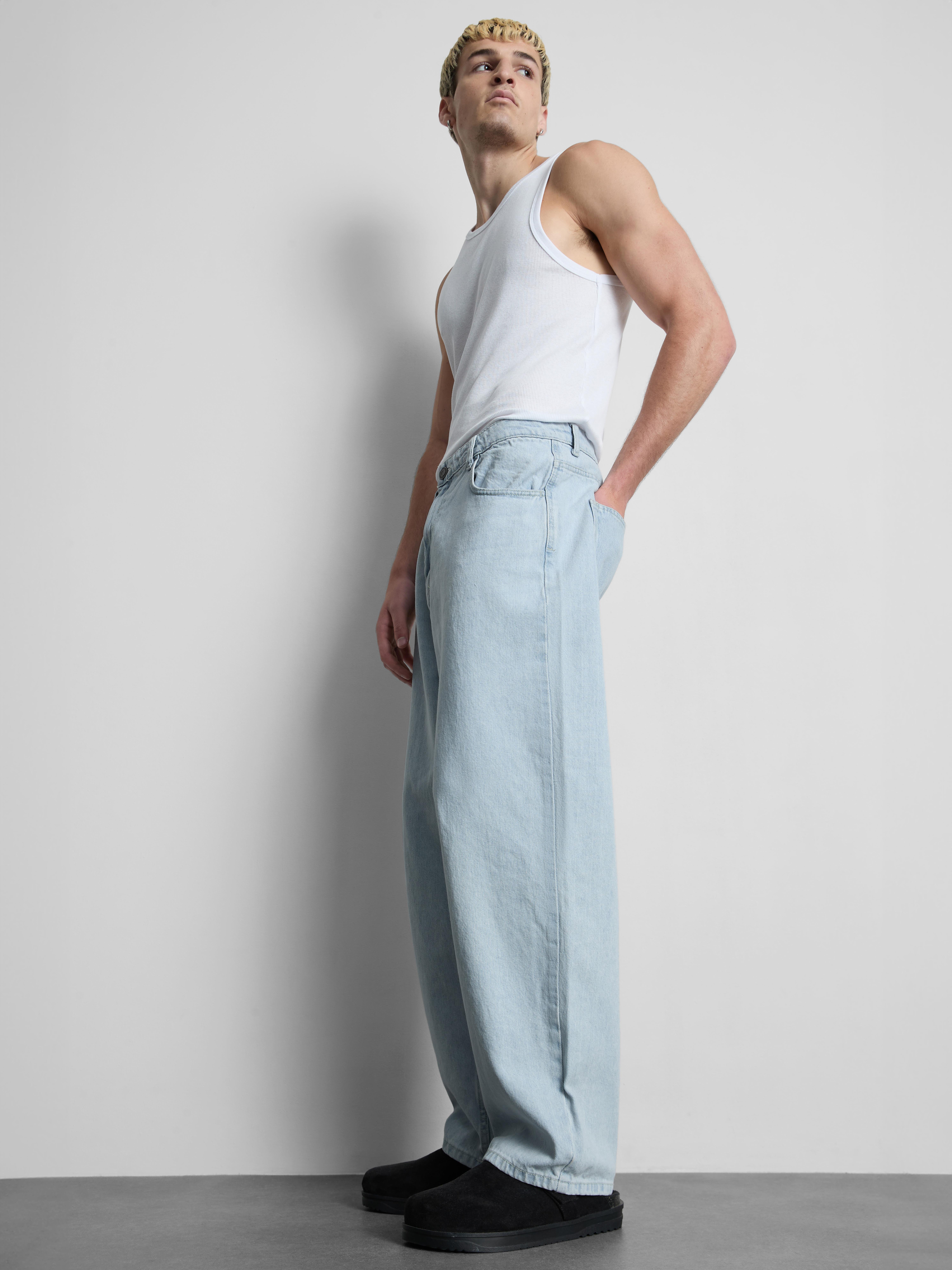 Jean large taille mi-haute