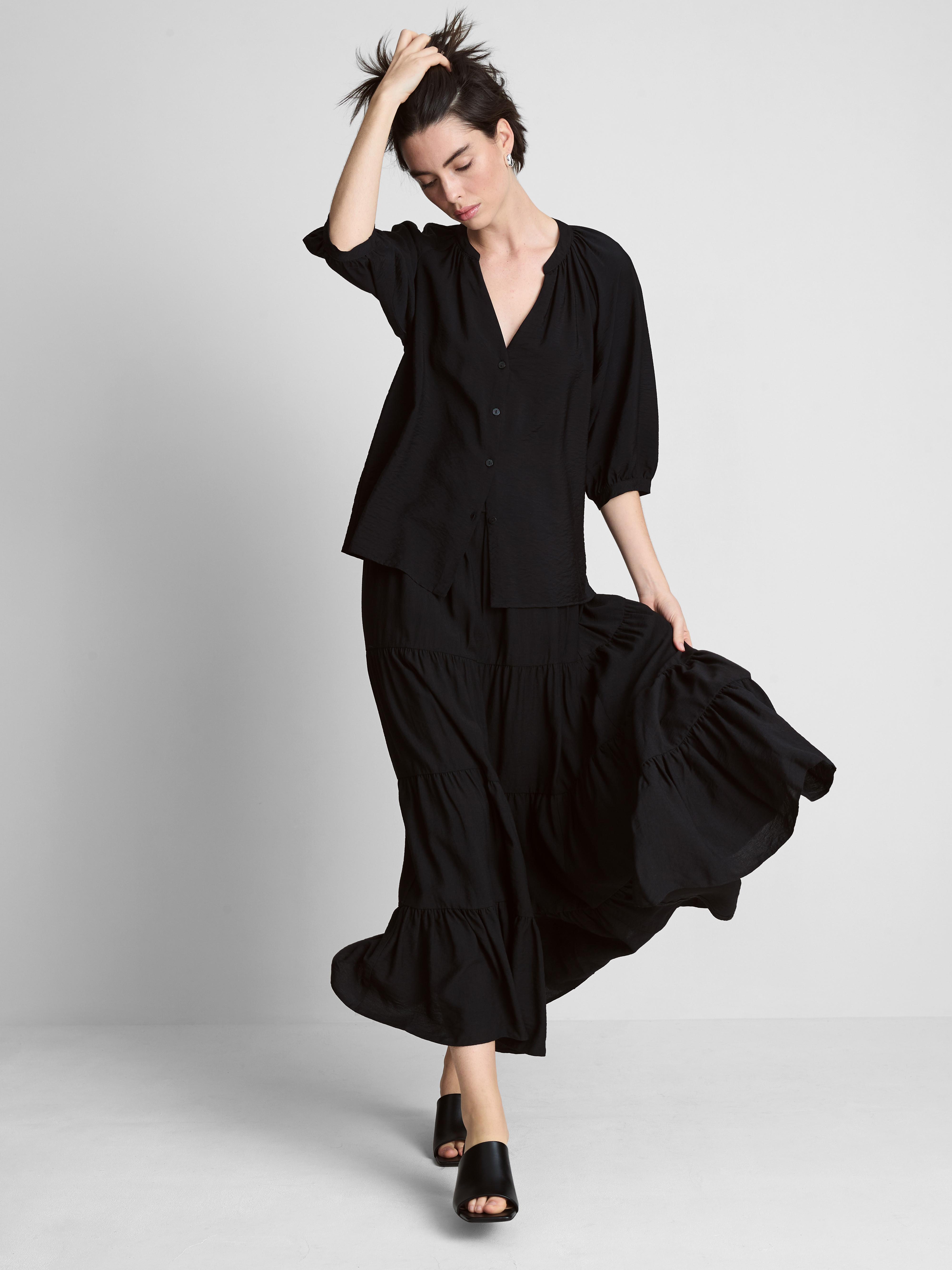 3/4-es ujjú, V-nyakú blúz