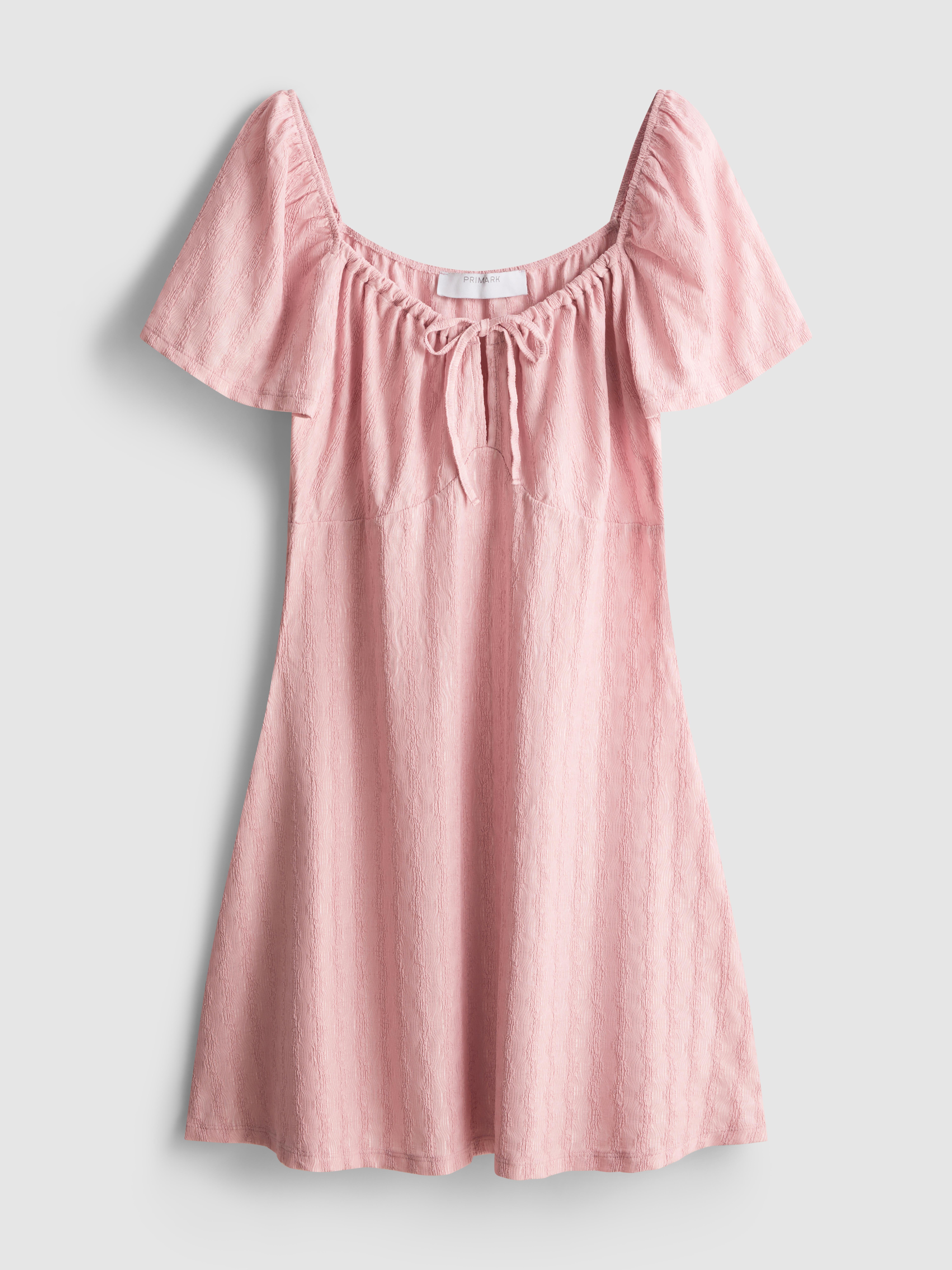 Crinkle Cap-Sleeve Mini Dress