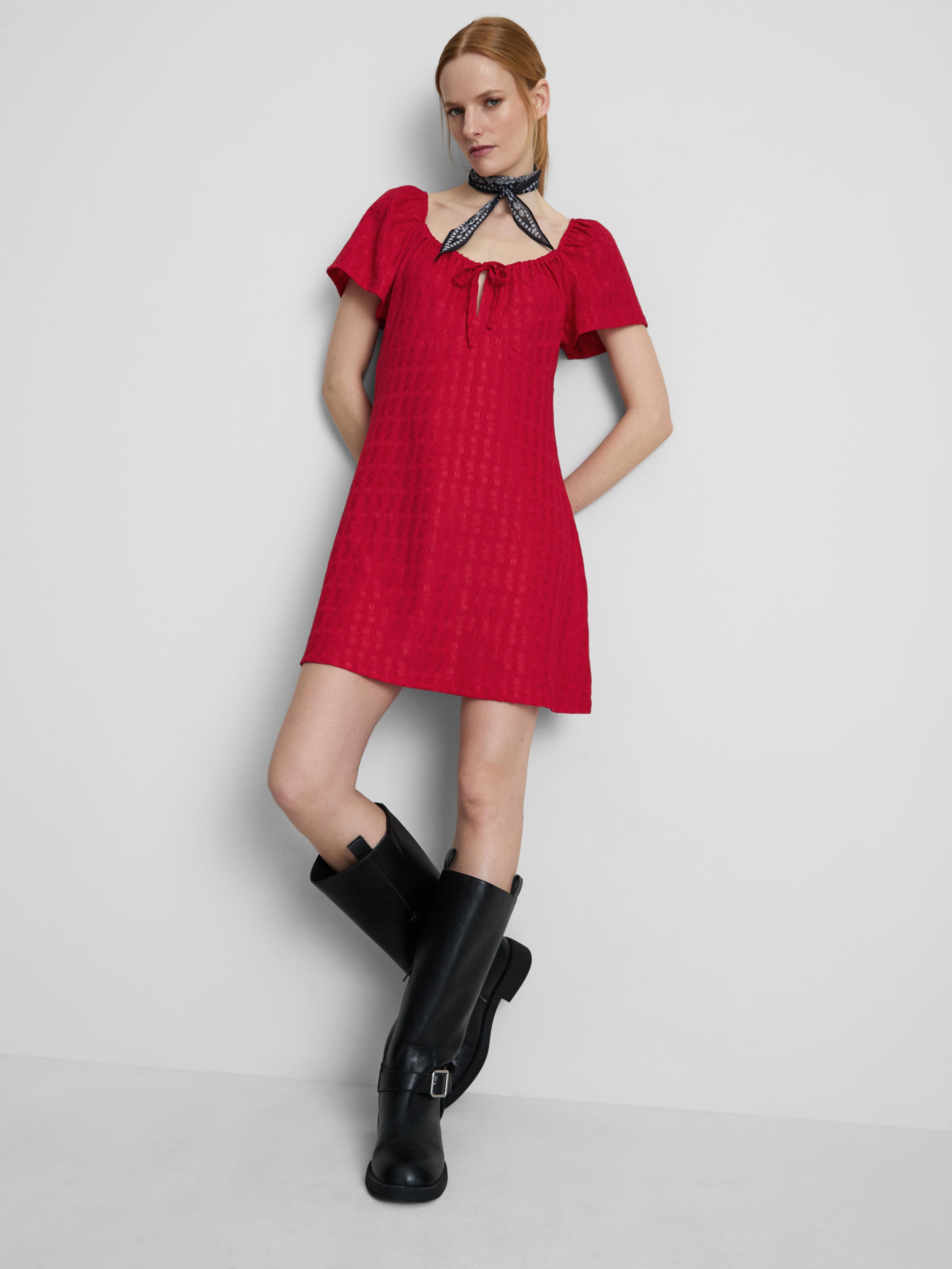Crinkle Cap Sleeve Mini Dress