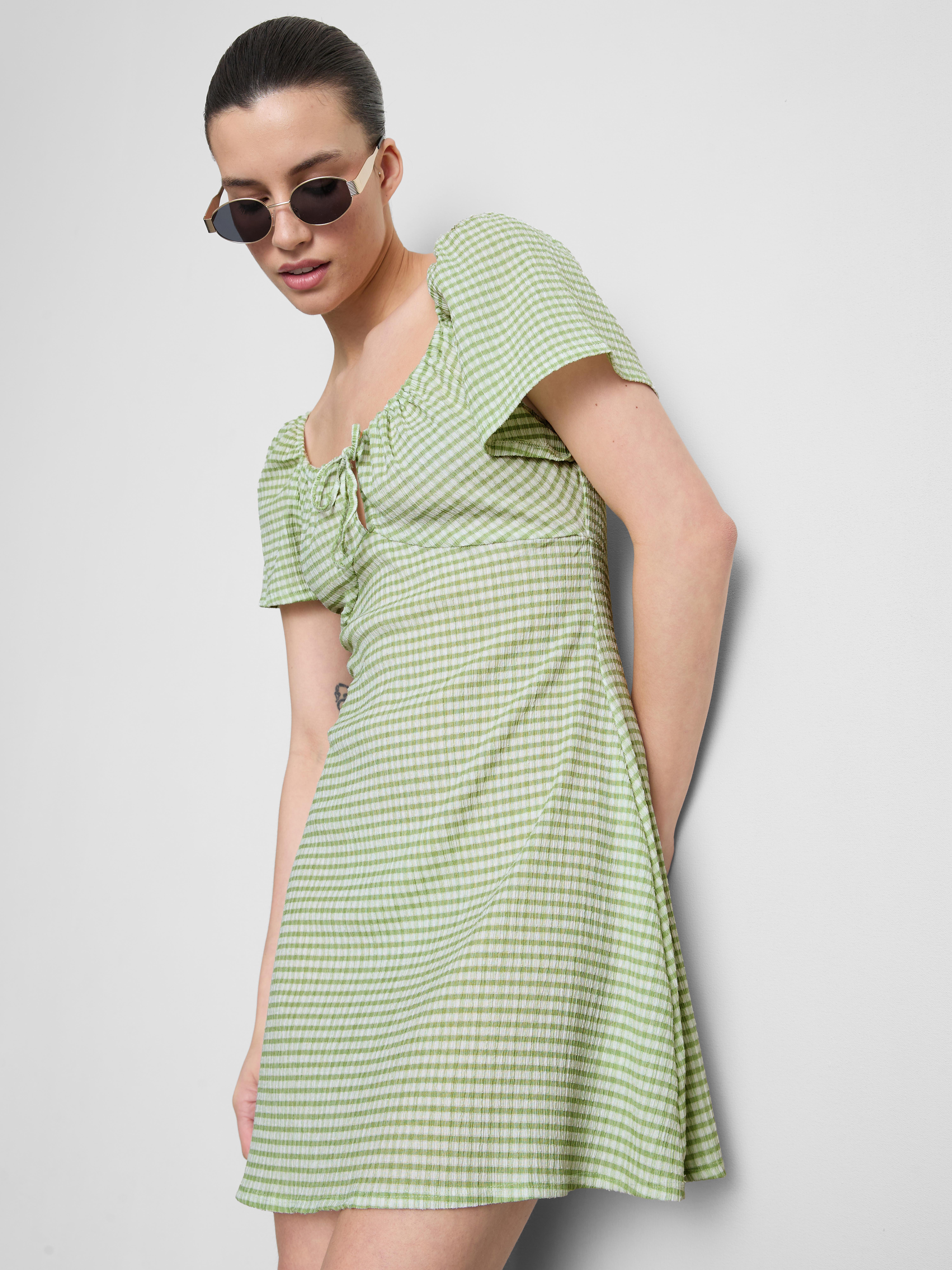 Womens Green Crinkle Cap Sleeve Mini Dress | Primark