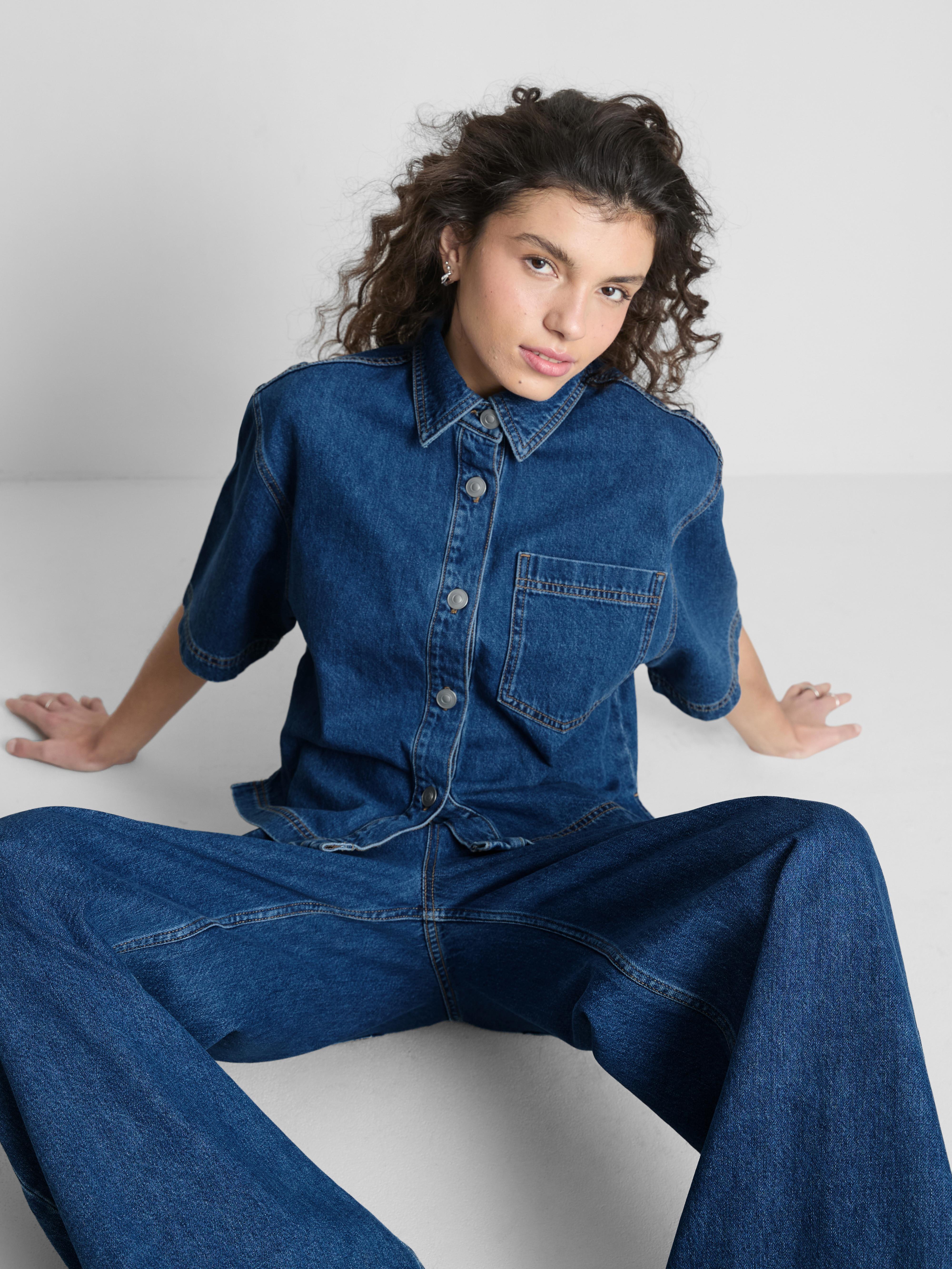 The Primark Scene | Cropped Denim Button-Down Shirt