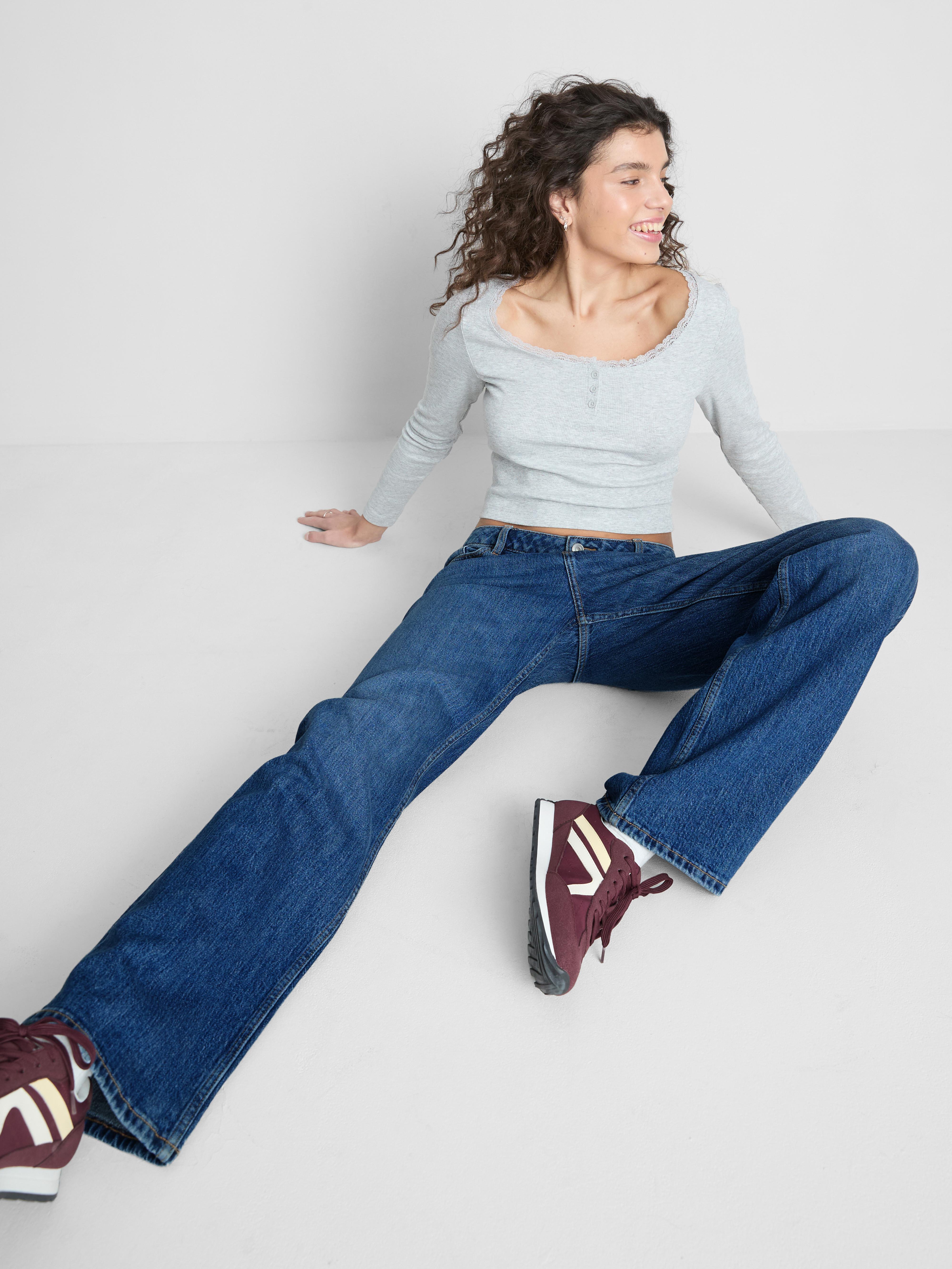 Women's Blue Heather The Primark Scene | Low-Rise Straight-Leg Jeans