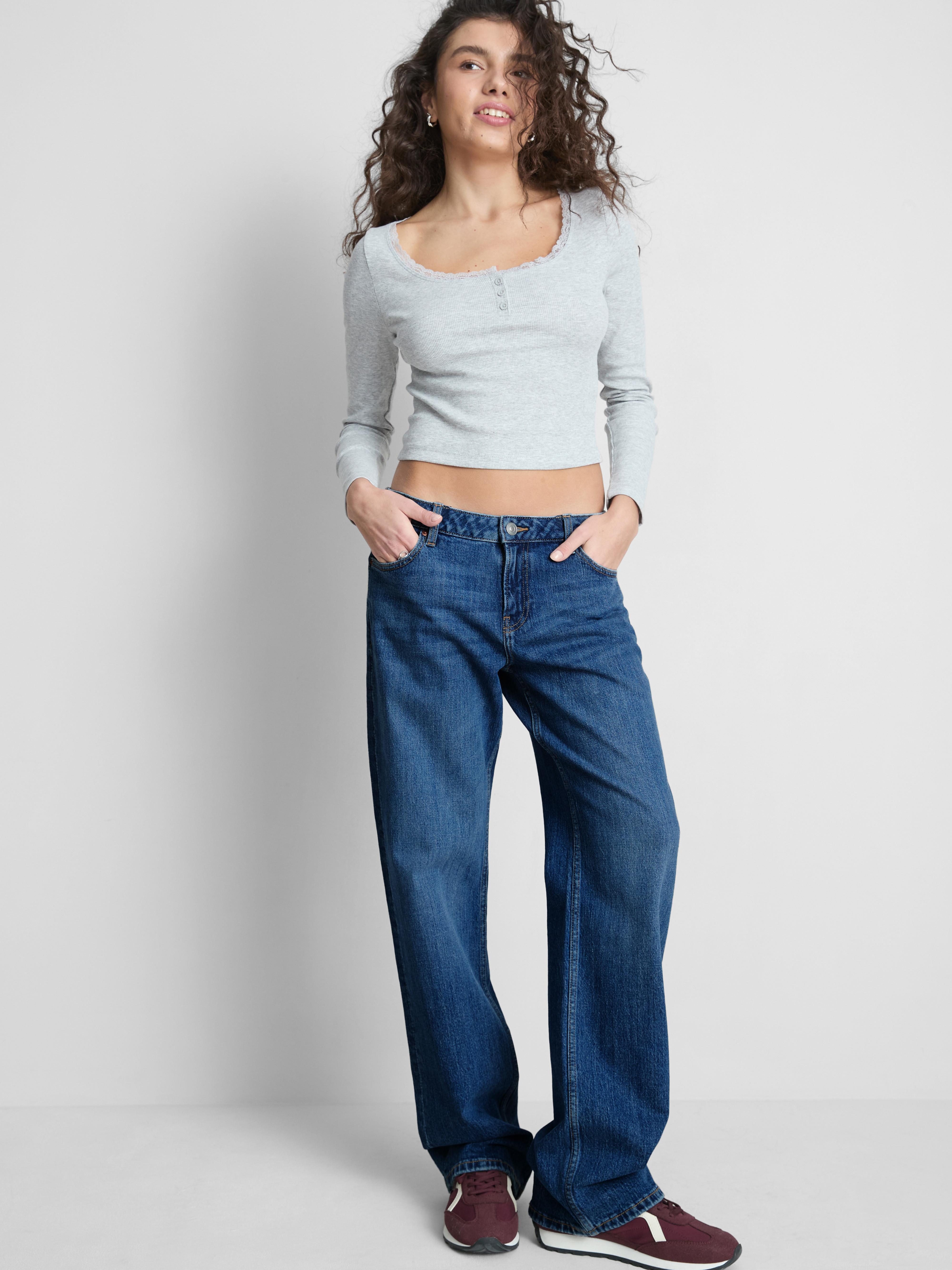 Women's Blue Heather The Primark Scene | Low-Rise Straight-Leg Jeans
