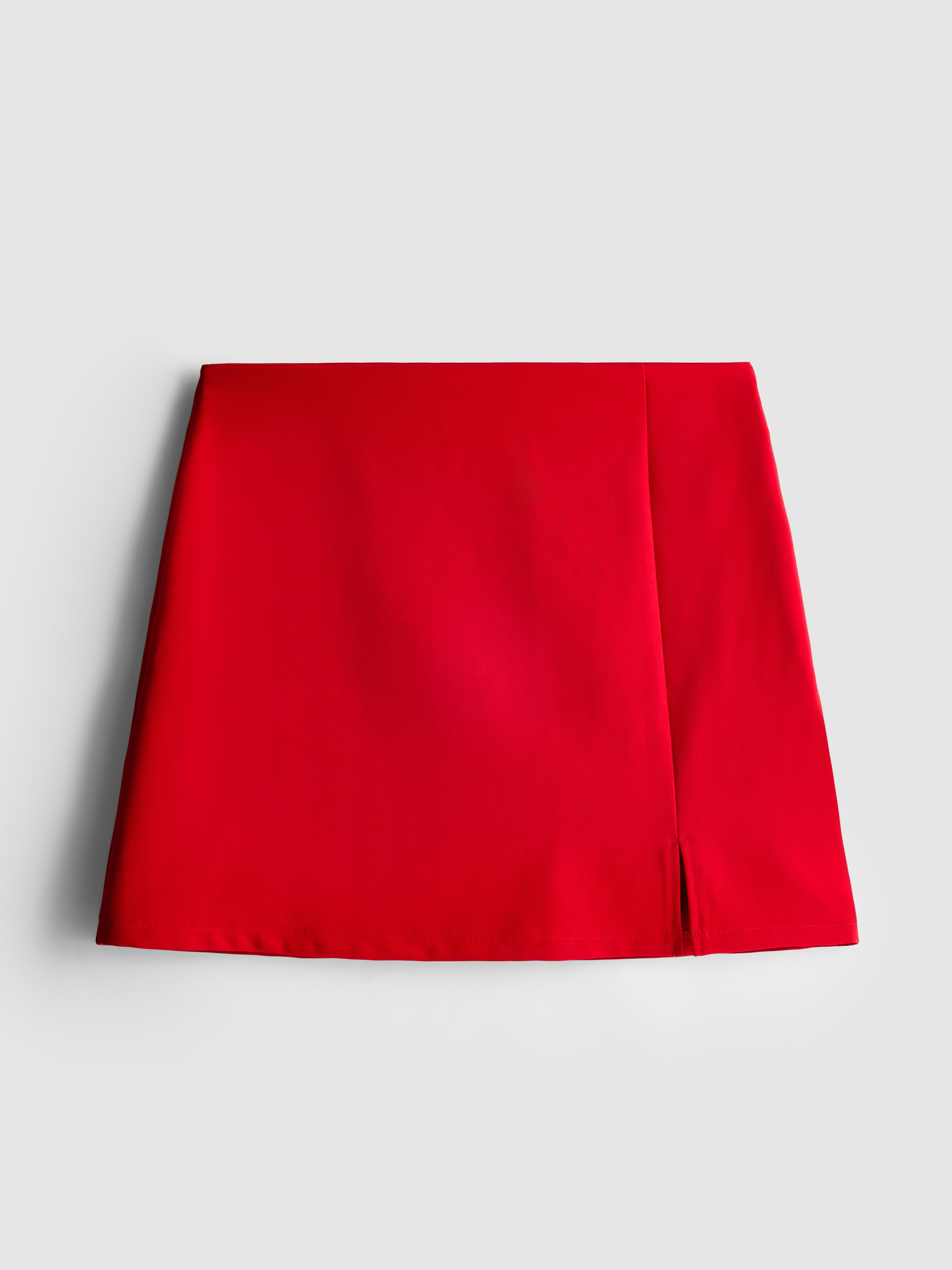 Women's Red Split Hem Mini Skirt