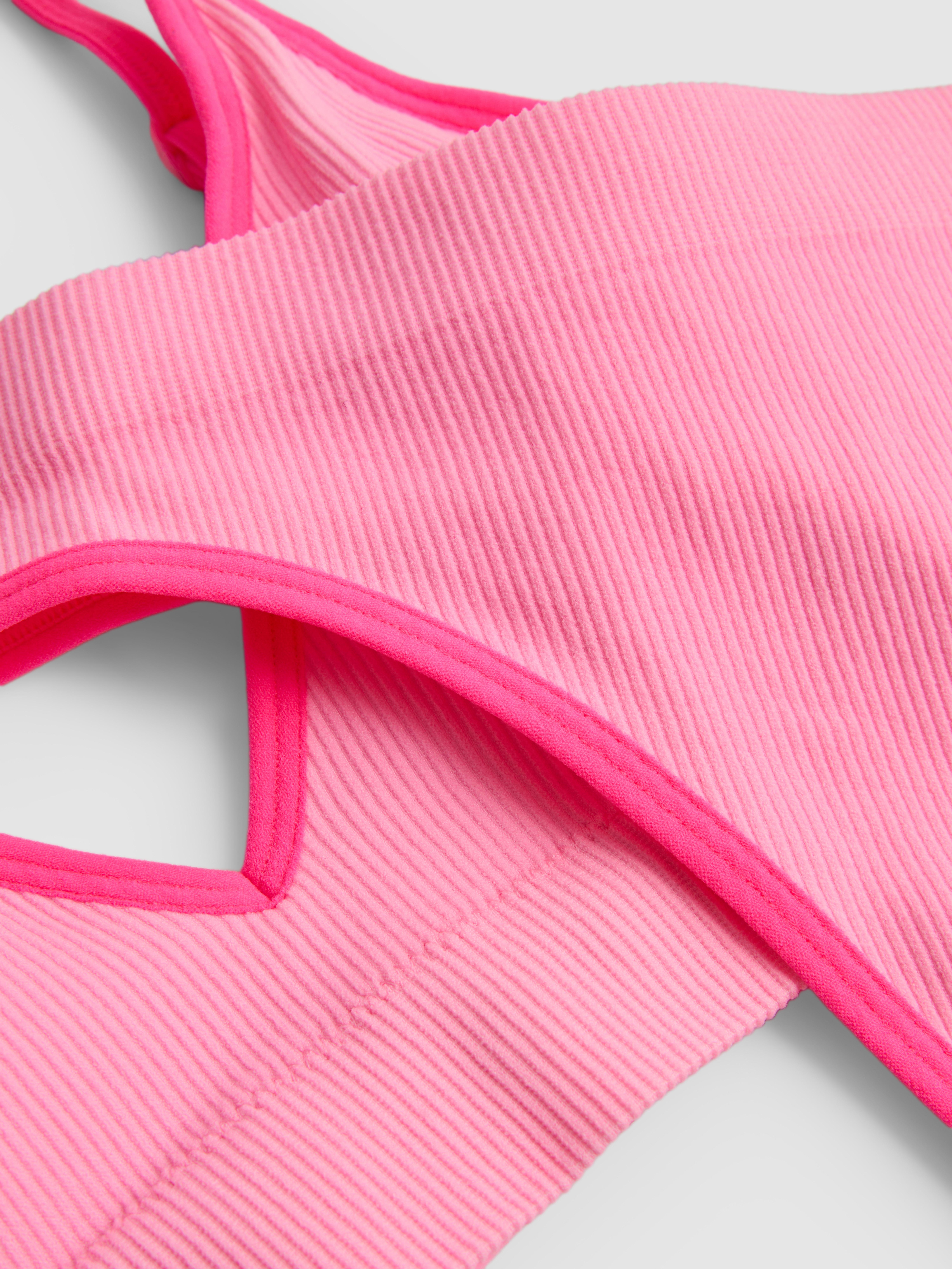 Women's Pink Seamless Padded Triangle Bra and Thong Set