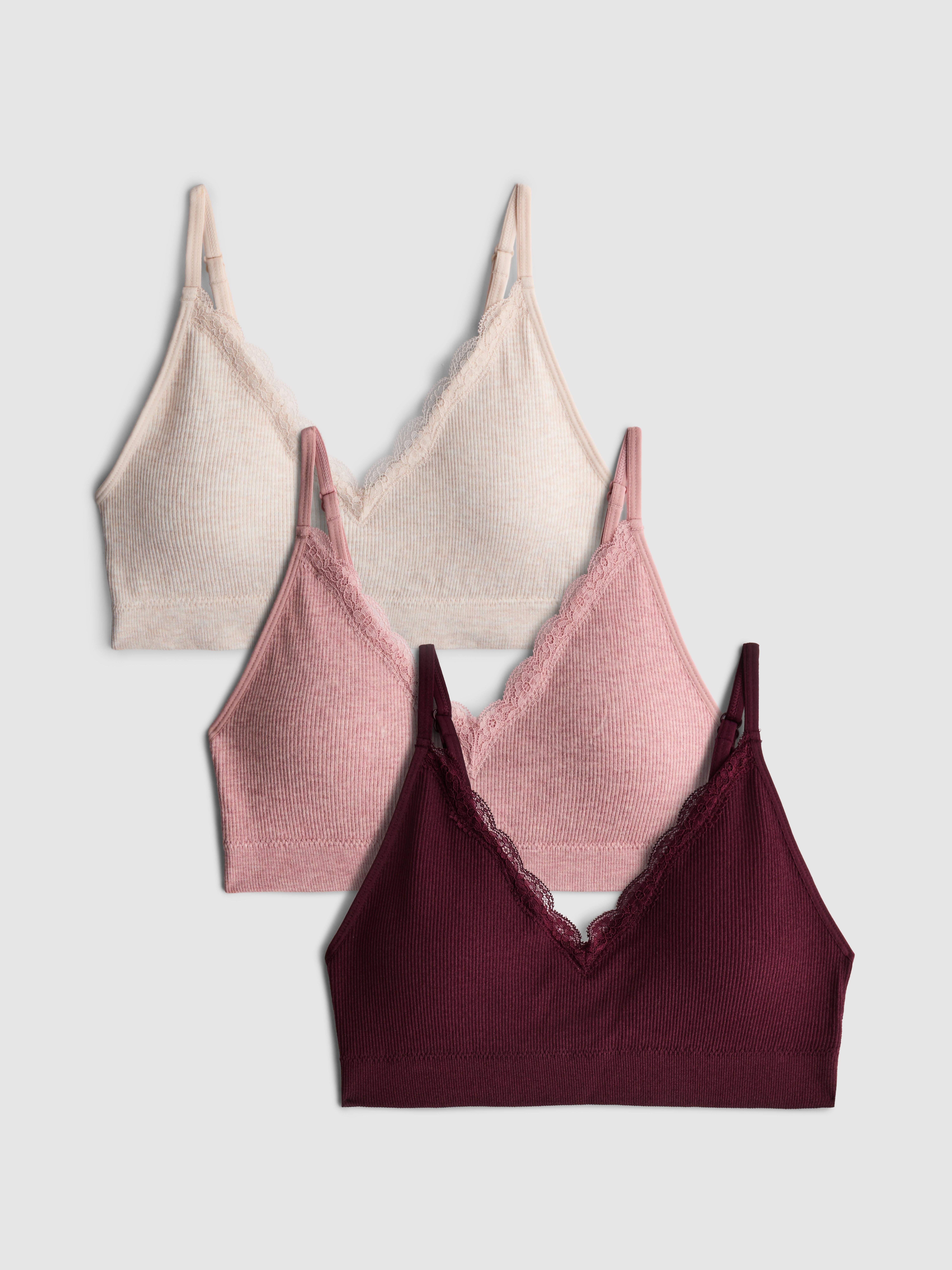 Pack de 3 bralettes con ribete y sin costuras