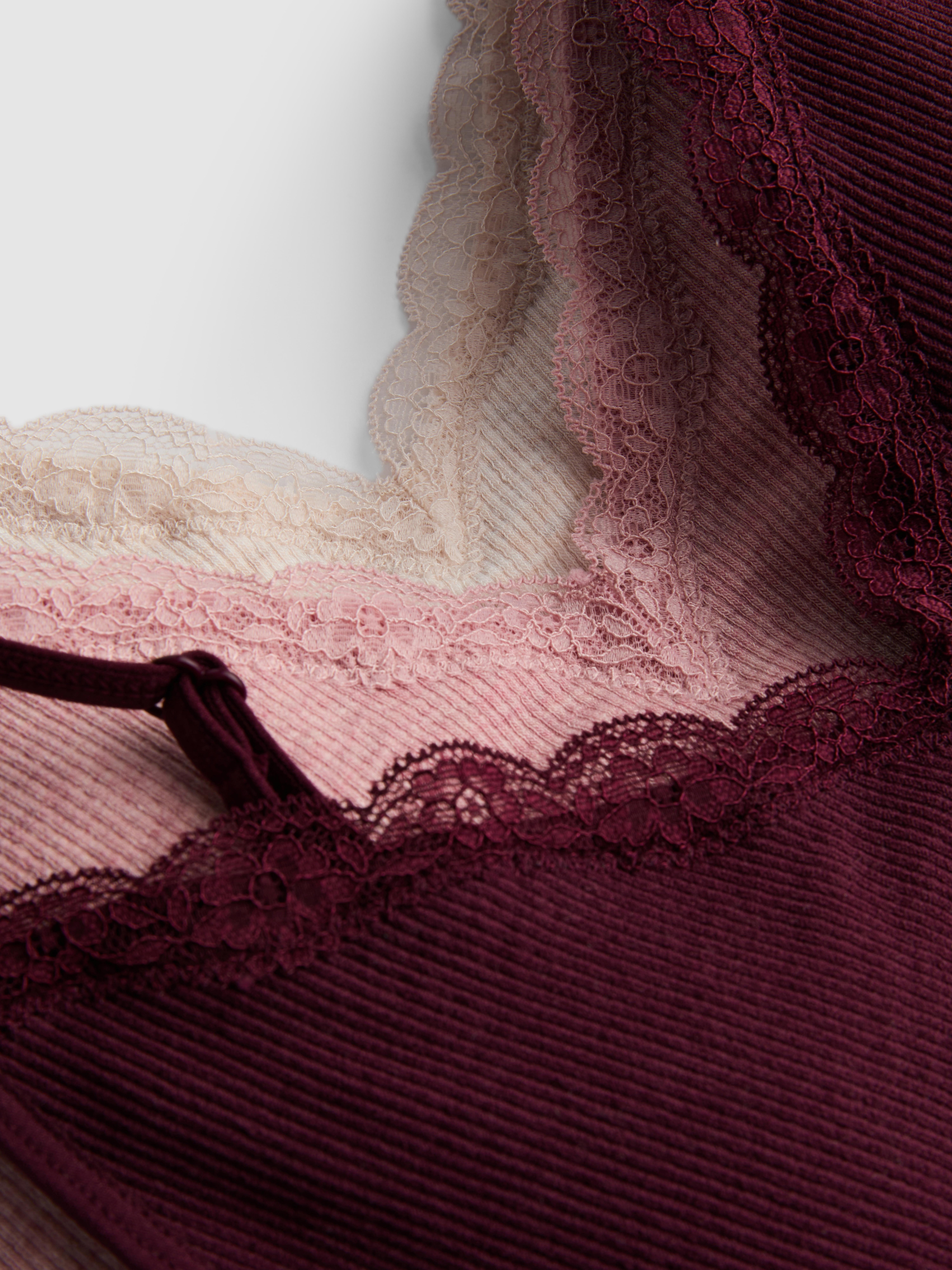3pk Seamless Lace Trim Bralettes
