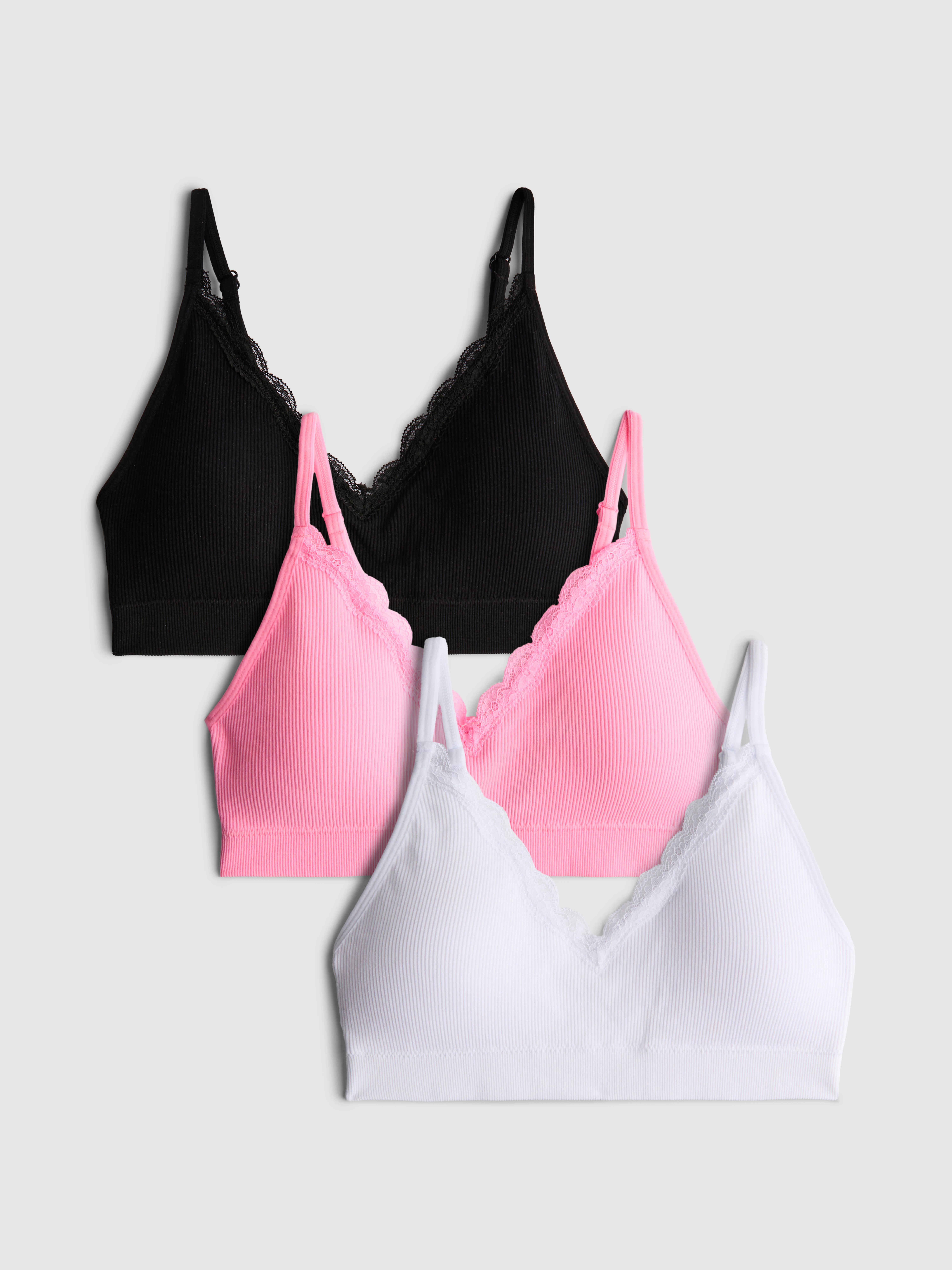Pack de 3 bralettes con ribete y sin costuras