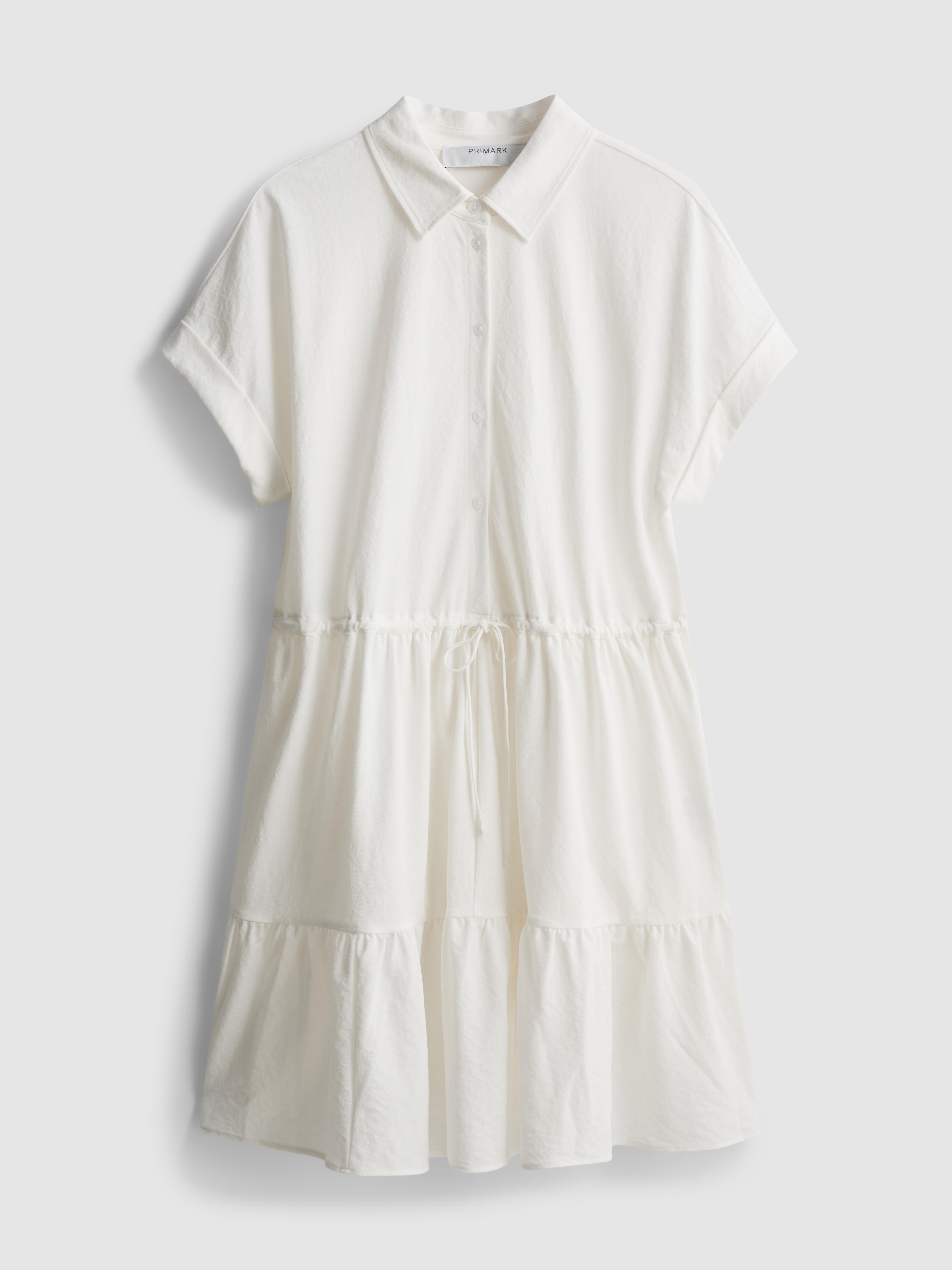 knee length dresses for ladies Summer French Style White Shirt Dress White / S main image 0