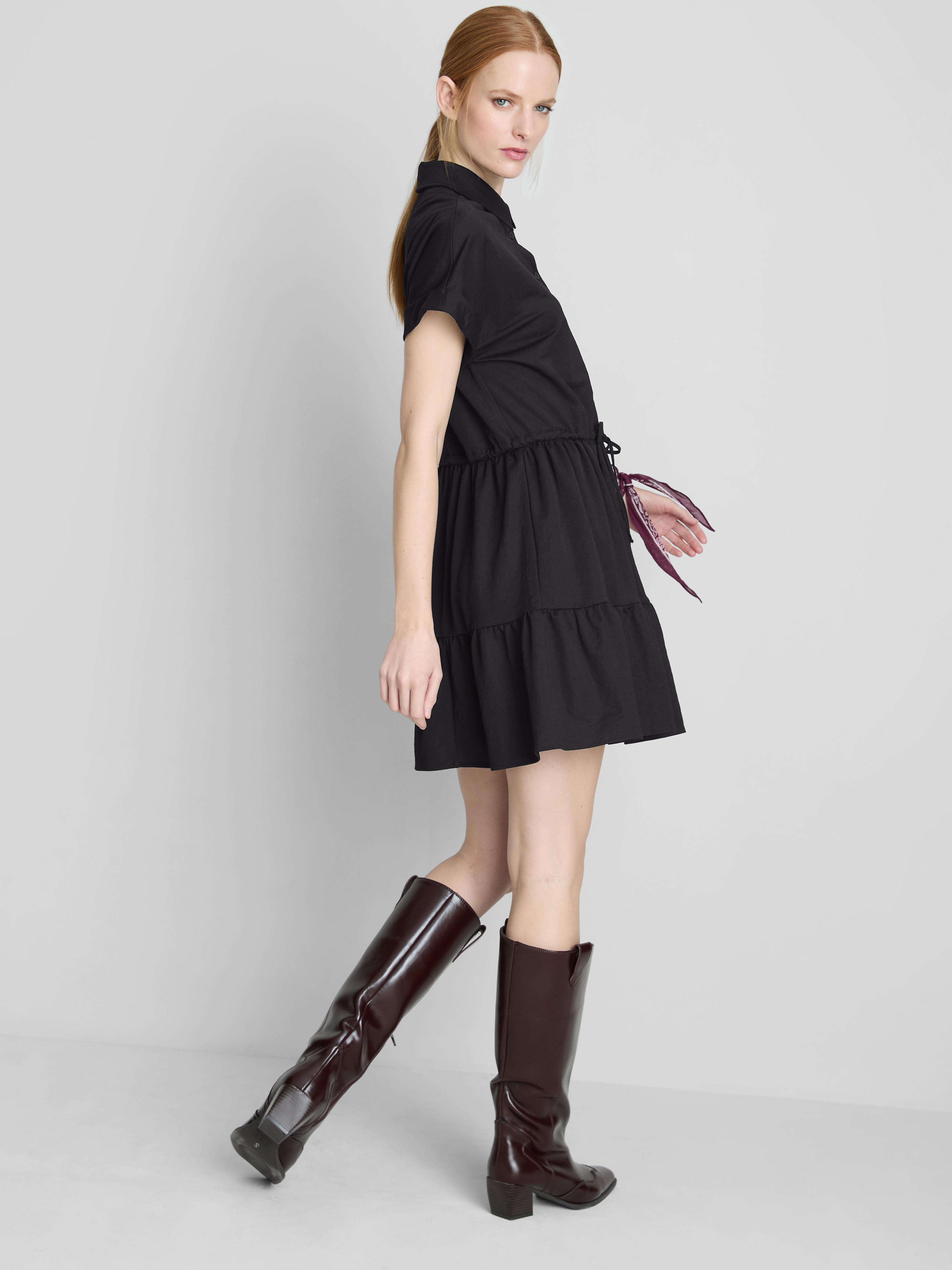 Short-Sleeve Tiered Mini Dress